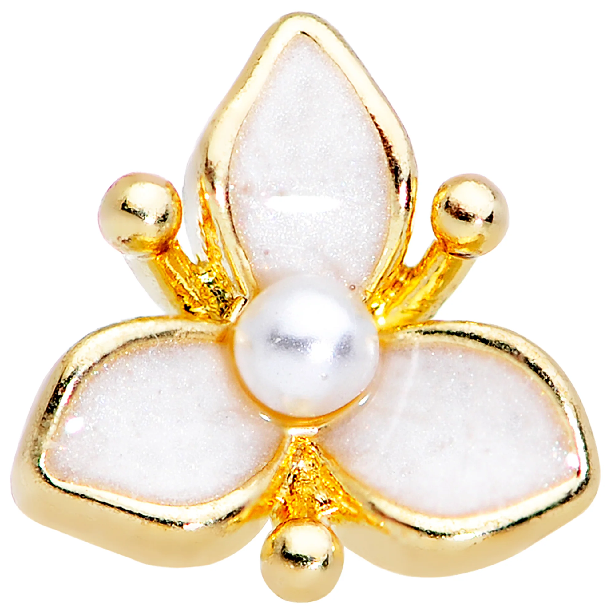 20G 1/4 Simple White Flower Nose Bone - Image 2
