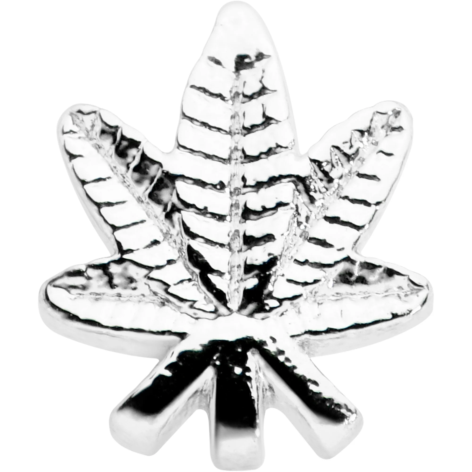 20G 1/4 Texture Pot Leaf L Shape Nose Ring - Image 2