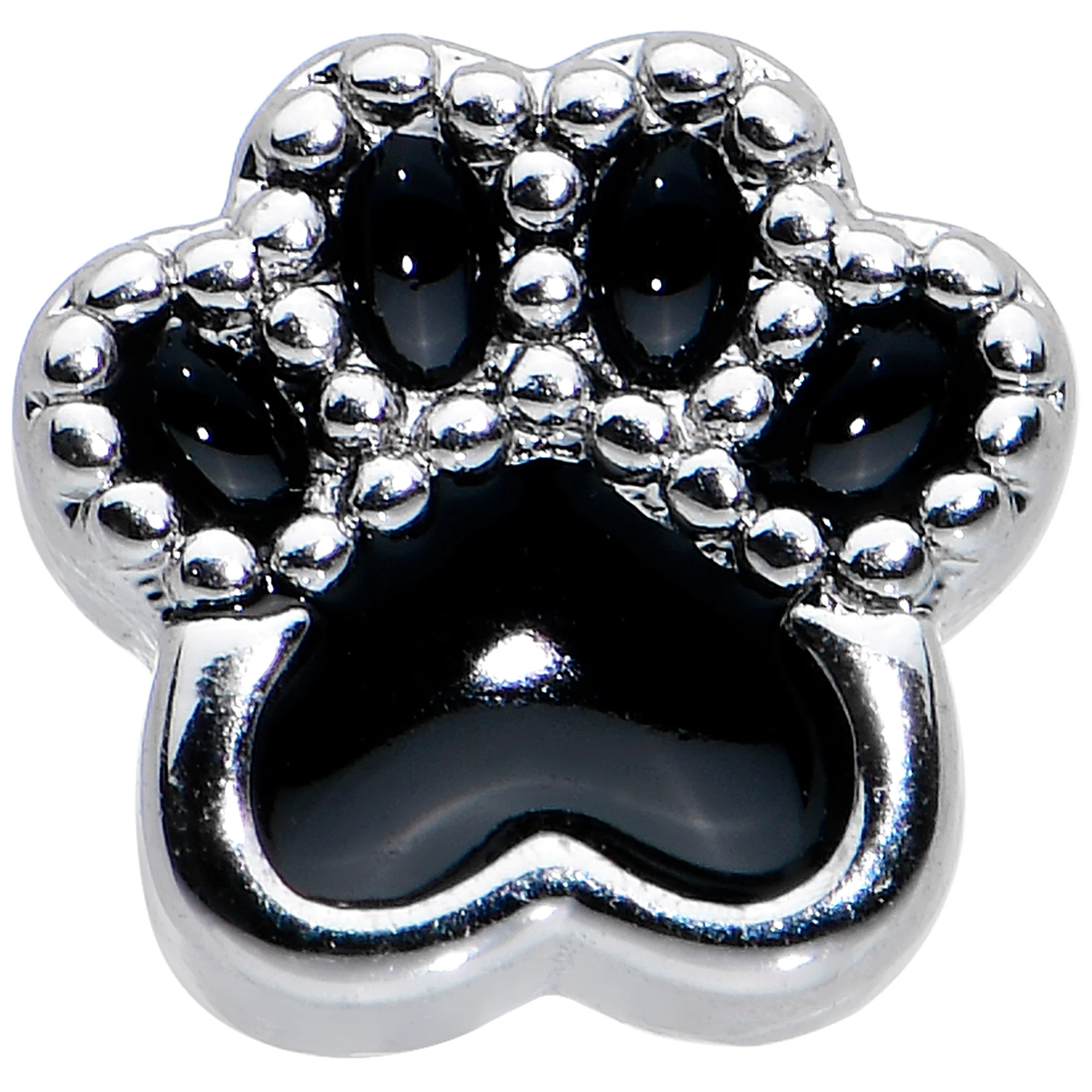 20G 1/4 Textured Black Paw Print Nose Bone - Image 2