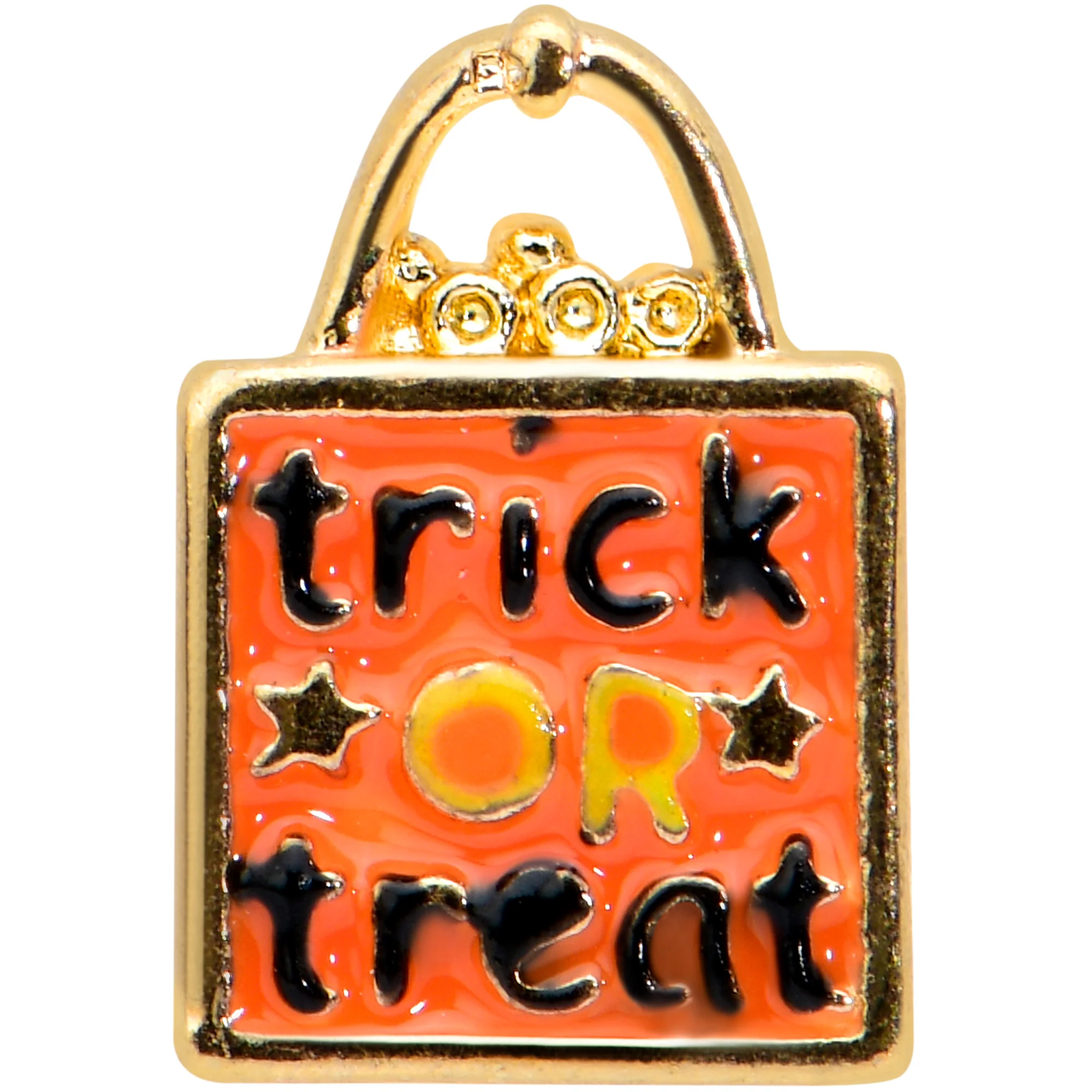 20G 1/4 Trick or Treat Orange Halloween Nose Bone - Image 2