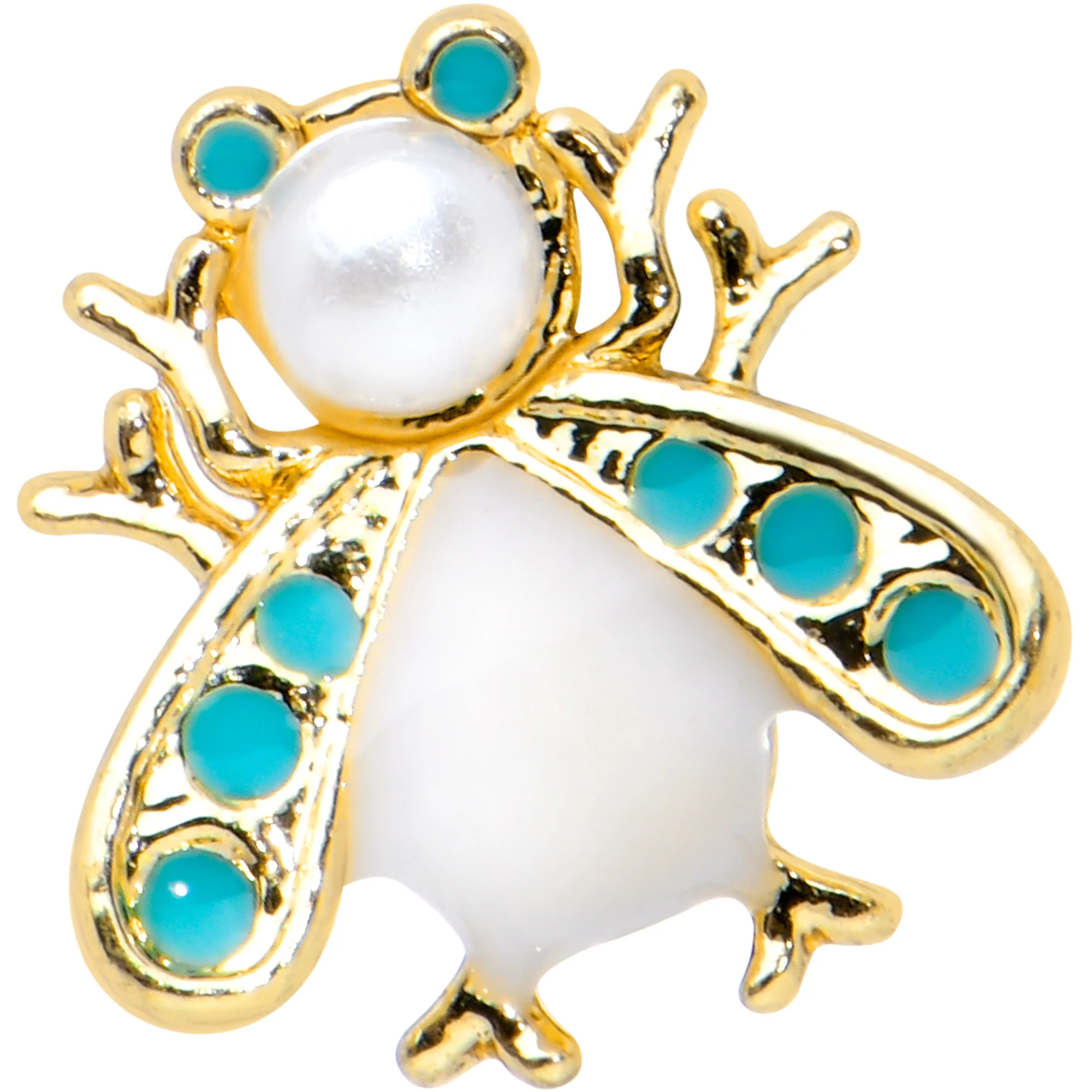 20G 1/4 White Gem Snow Bug Nose Bone - Image 2