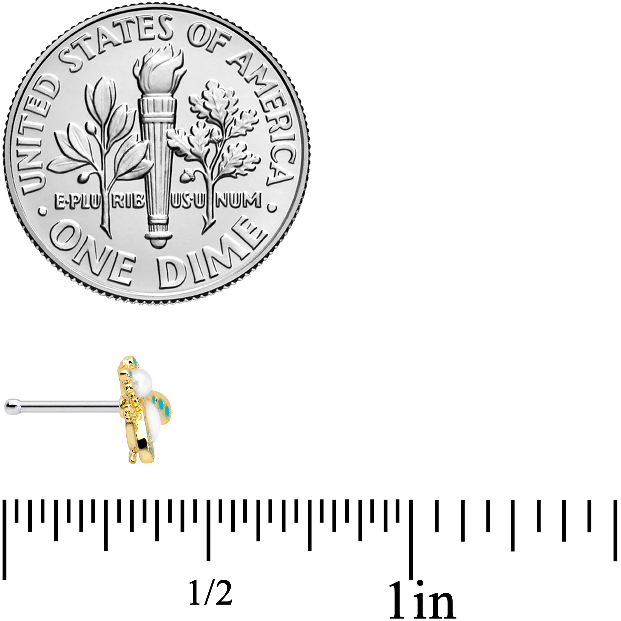 20G 1/4 White Gem Snow Bug Nose Bone - Image 4