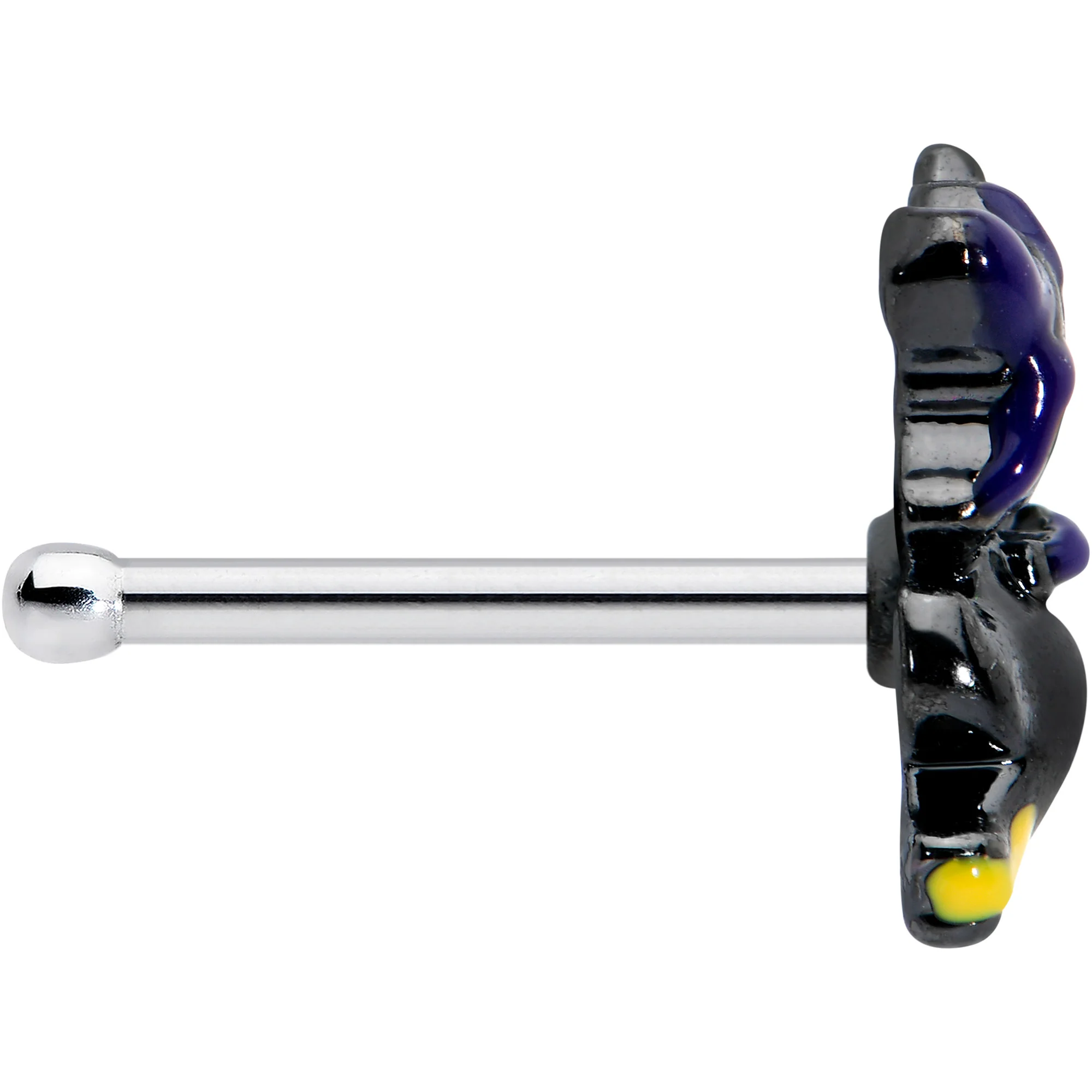 20G 1/4 Witch Flying Cat Halloween Nose Bone - Image 3