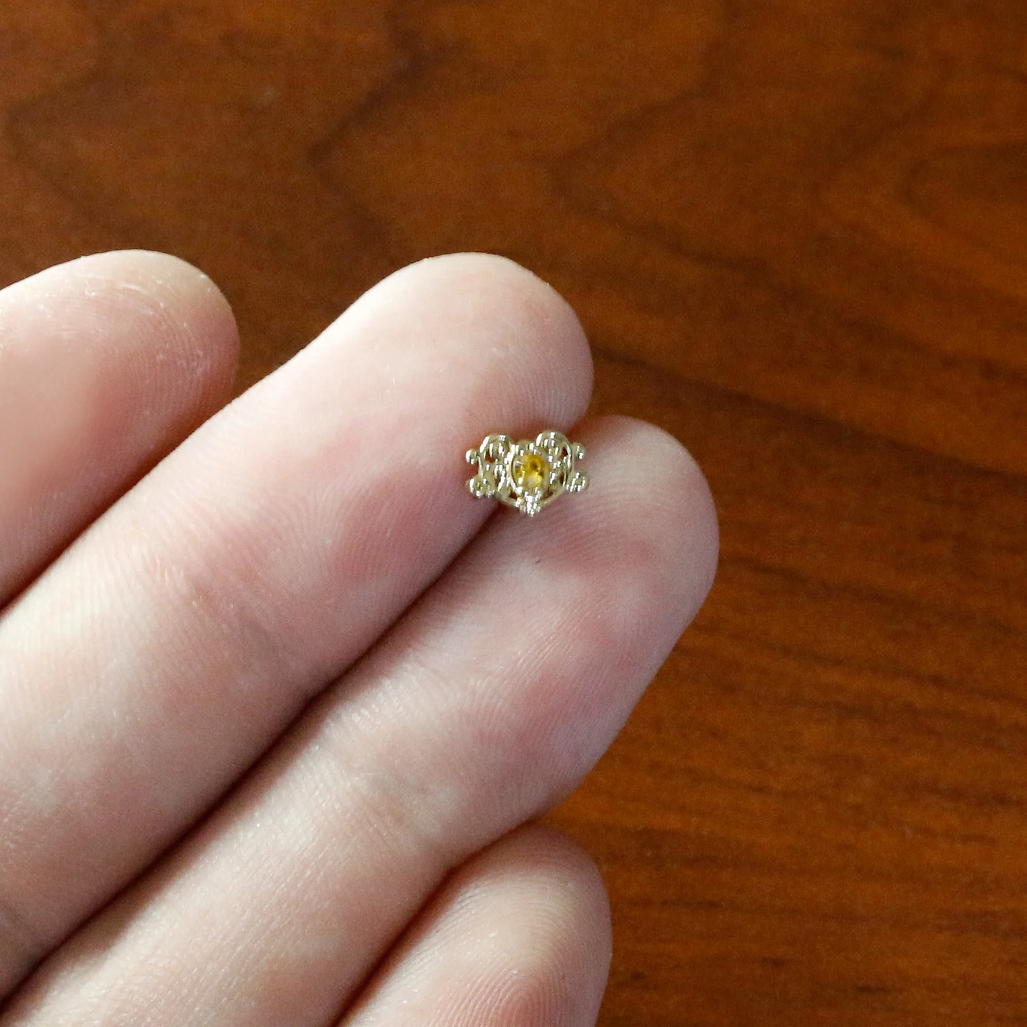 20G 1/4 Yellow Gem Gold Tone Duet Scroll Nose Bone - Image 7