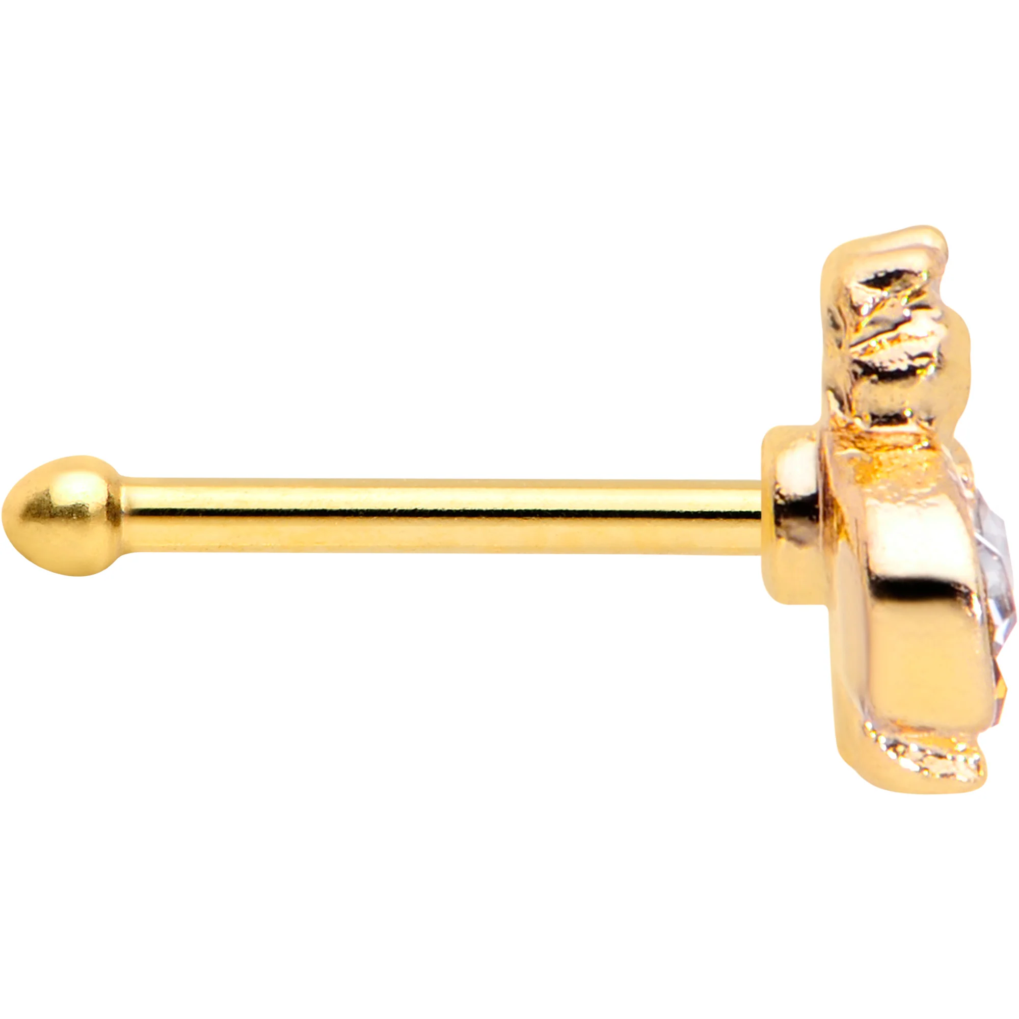 20G 1/4 Yellow Gem Gold Tone Fashion Bug Nose Bone - Image 2
