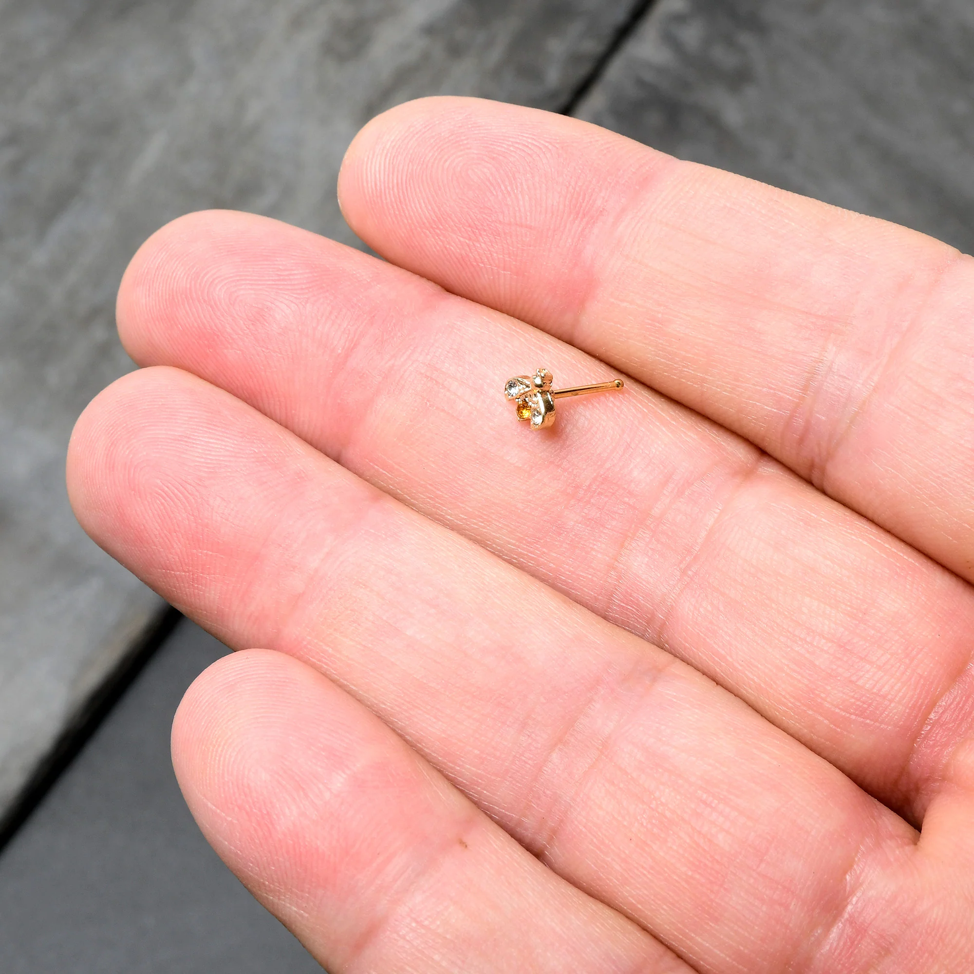 20G 1/4 Yellow Gem Gold Tone Fashion Bug Nose Bone - Image 7