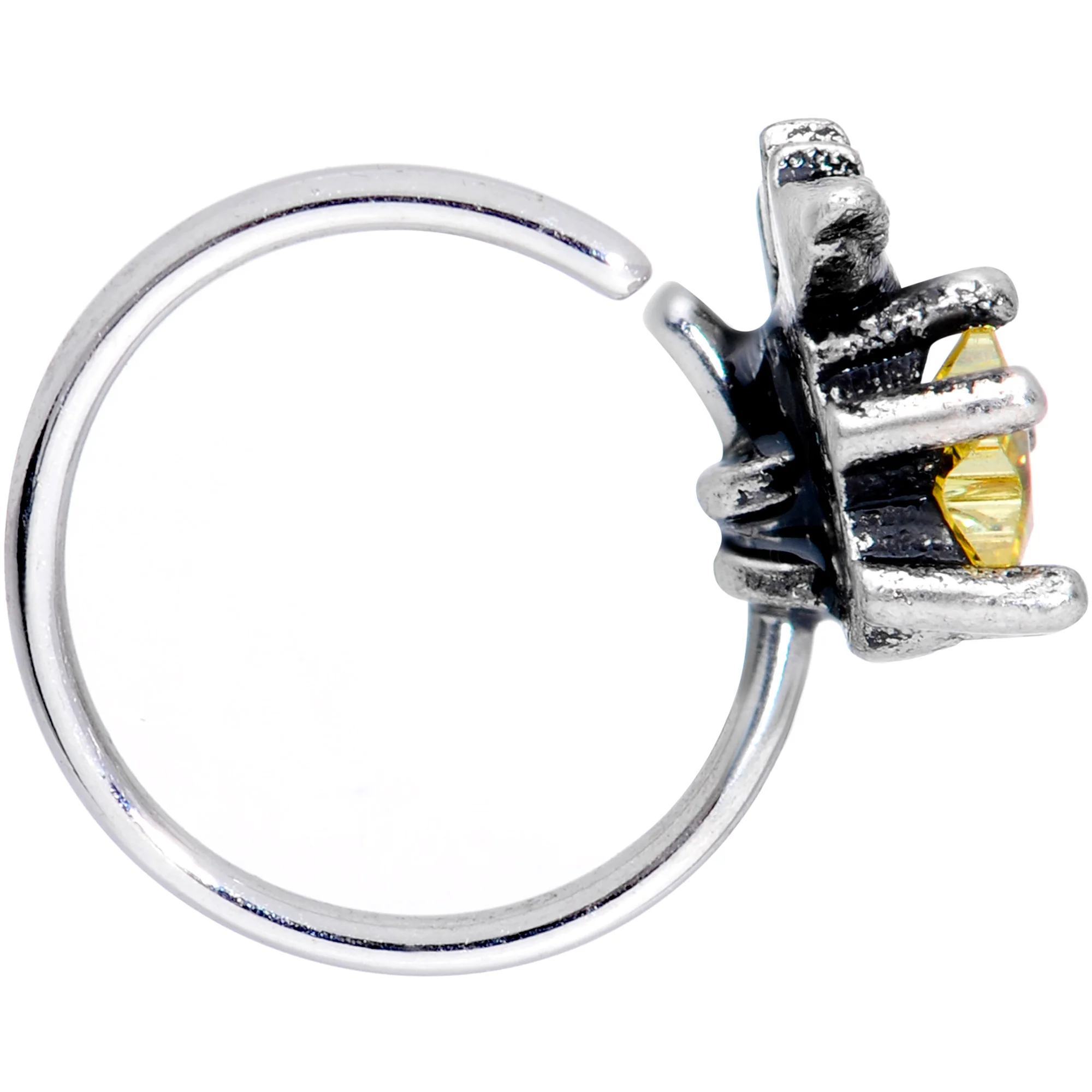 20G 1/4 Yellow Gem Shooting Star Nose Hoop - Image 2
