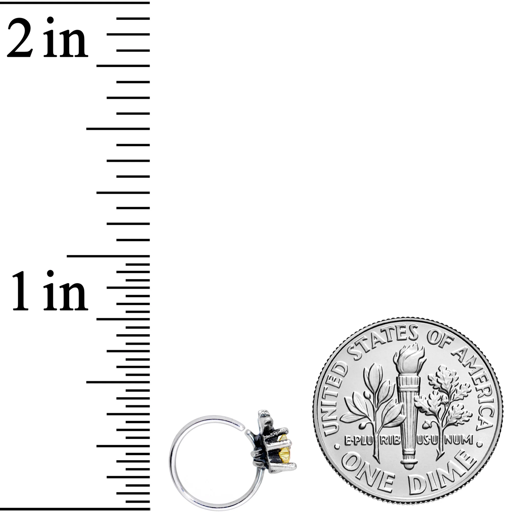 20G 1/4 Yellow Gem Shooting Star Nose Hoop - Image 3