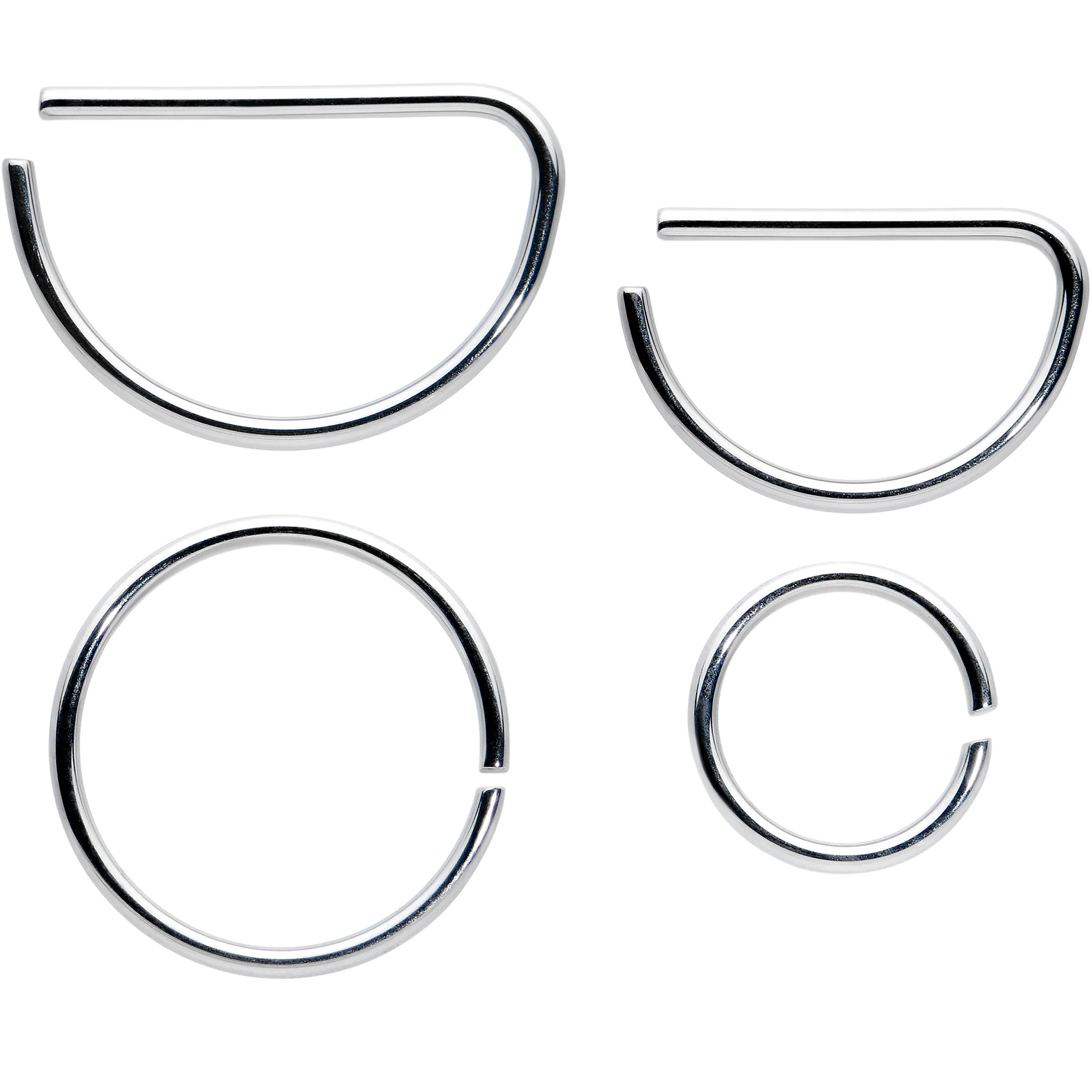 20G 12 Pack ASTM F-136 Implant Grade Titanium Nose Hoop D Shaped Septum Ring and Cartilage Ear Hoop Earring Set - Image 2