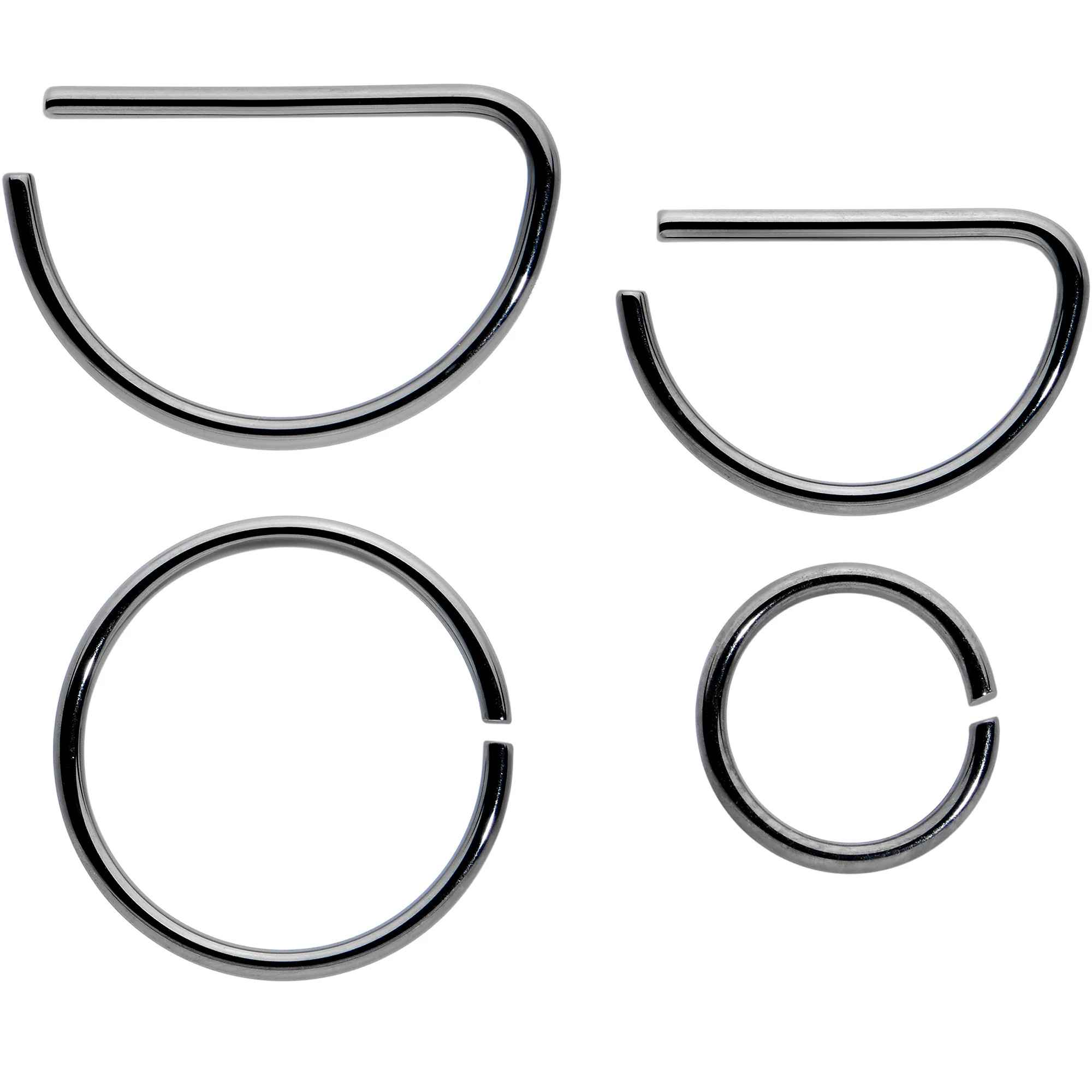 20G 12 Pack ASTM F-136 Implant Grade Titanium Nose Hoop D Shaped Septum Ring and Cartilage Ear Hoop Earring Set - Image 3