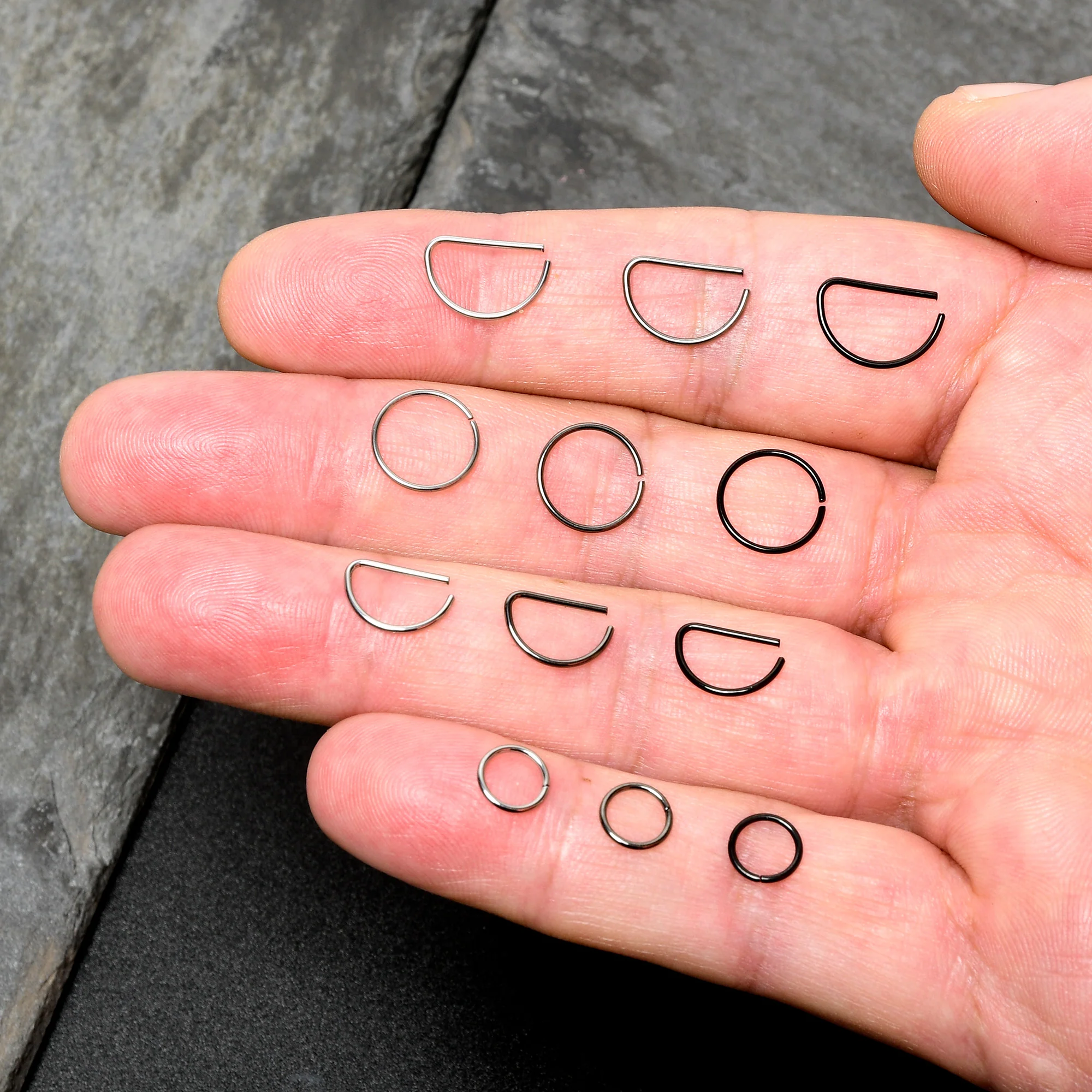 20G 12 Pack ASTM F-136 Implant Grade Titanium Nose Hoop D Shaped Septum Ring and Cartilage Ear Hoop Earring Set - Image 7