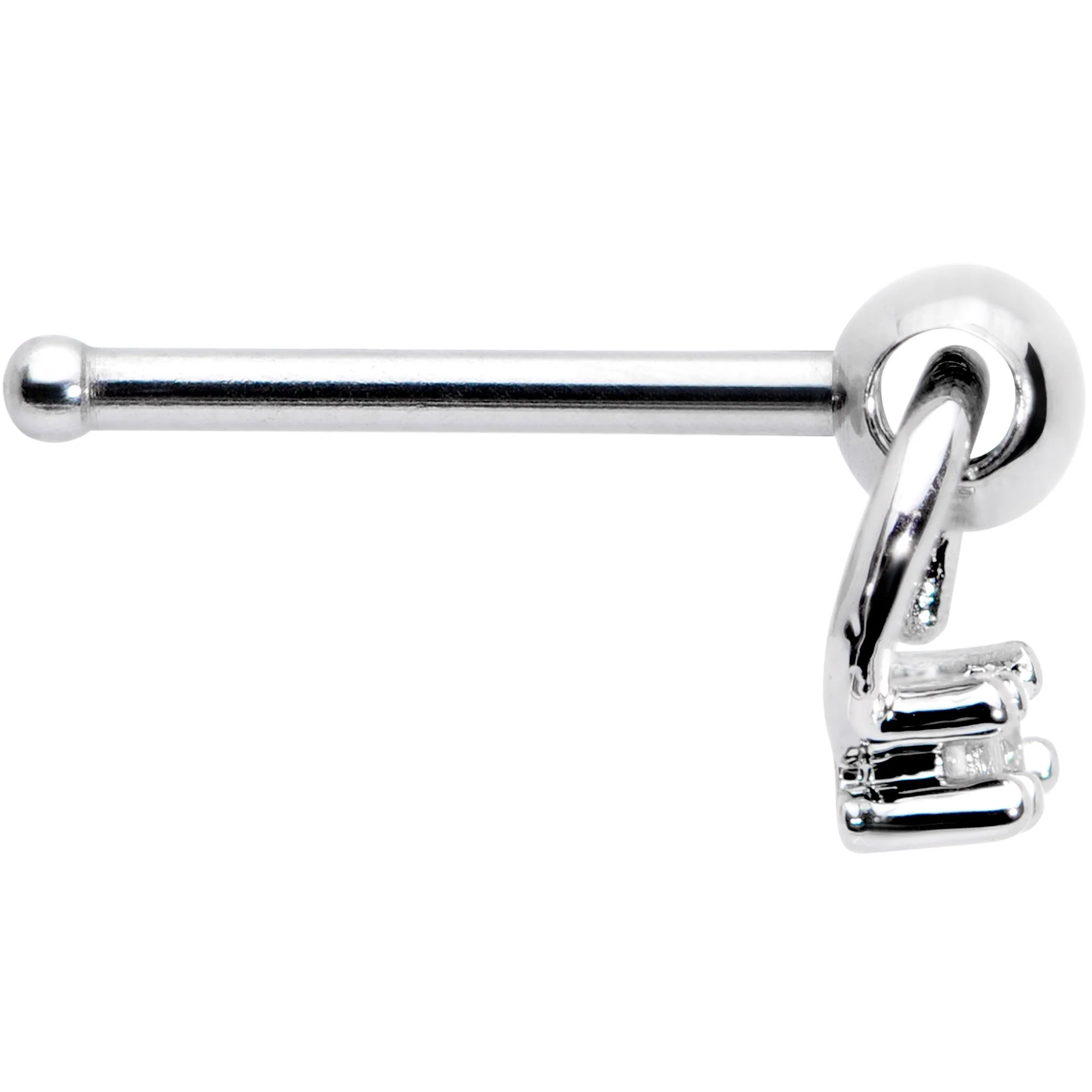 20G 1/4 Clear CZ Duo Dangle Nose Bone - Image 2