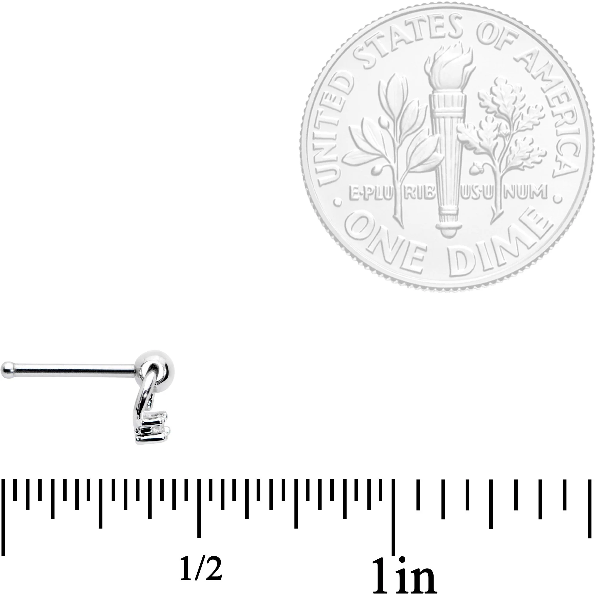 20G 1/4 Clear CZ Duo Dangle Nose Bone - Image 3