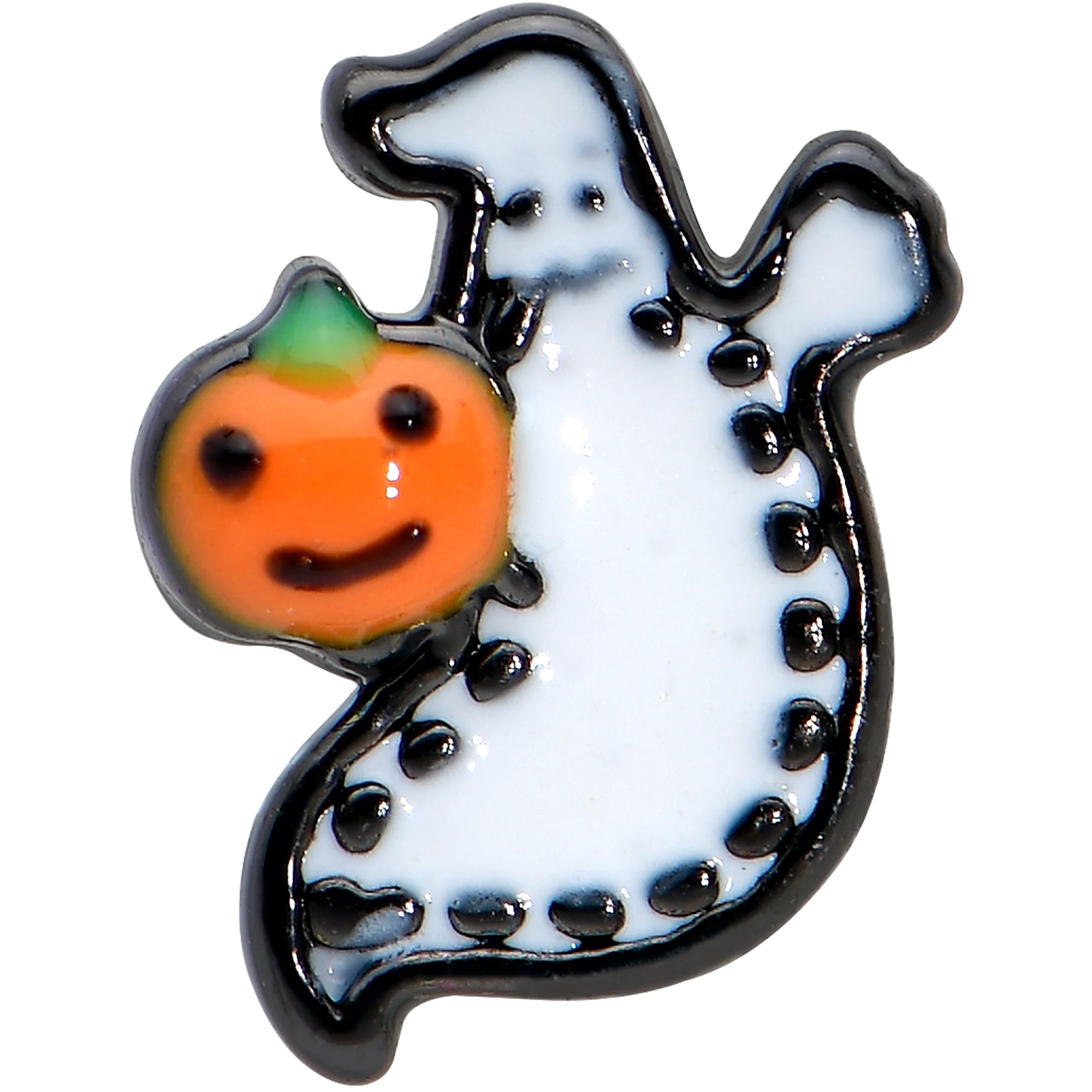 20G 1/4 Halloween Pumpkin Ghost Nose Bone - Image 2