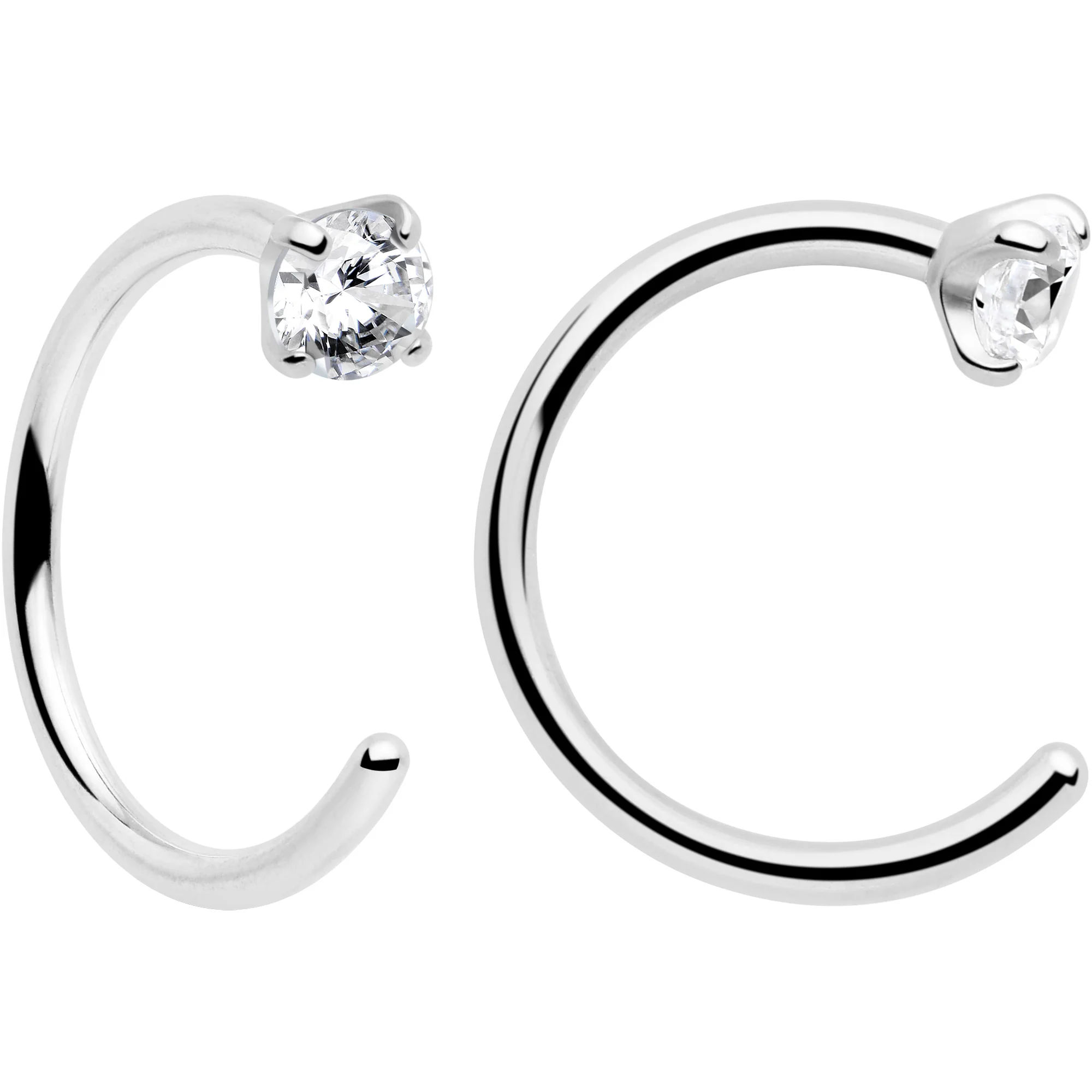 20G 2mm Gem Implant Grade Titanium Open Hoop Earrings - Image 4
