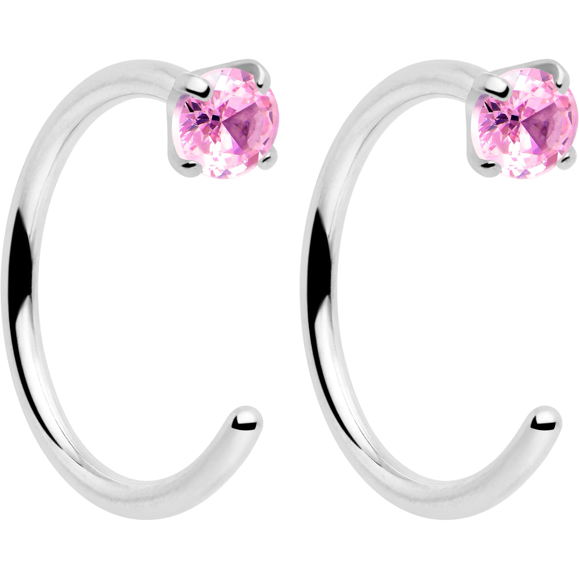 20G 2mm Gem Implant Grade Titanium Open Hoop Earrings - Image 5