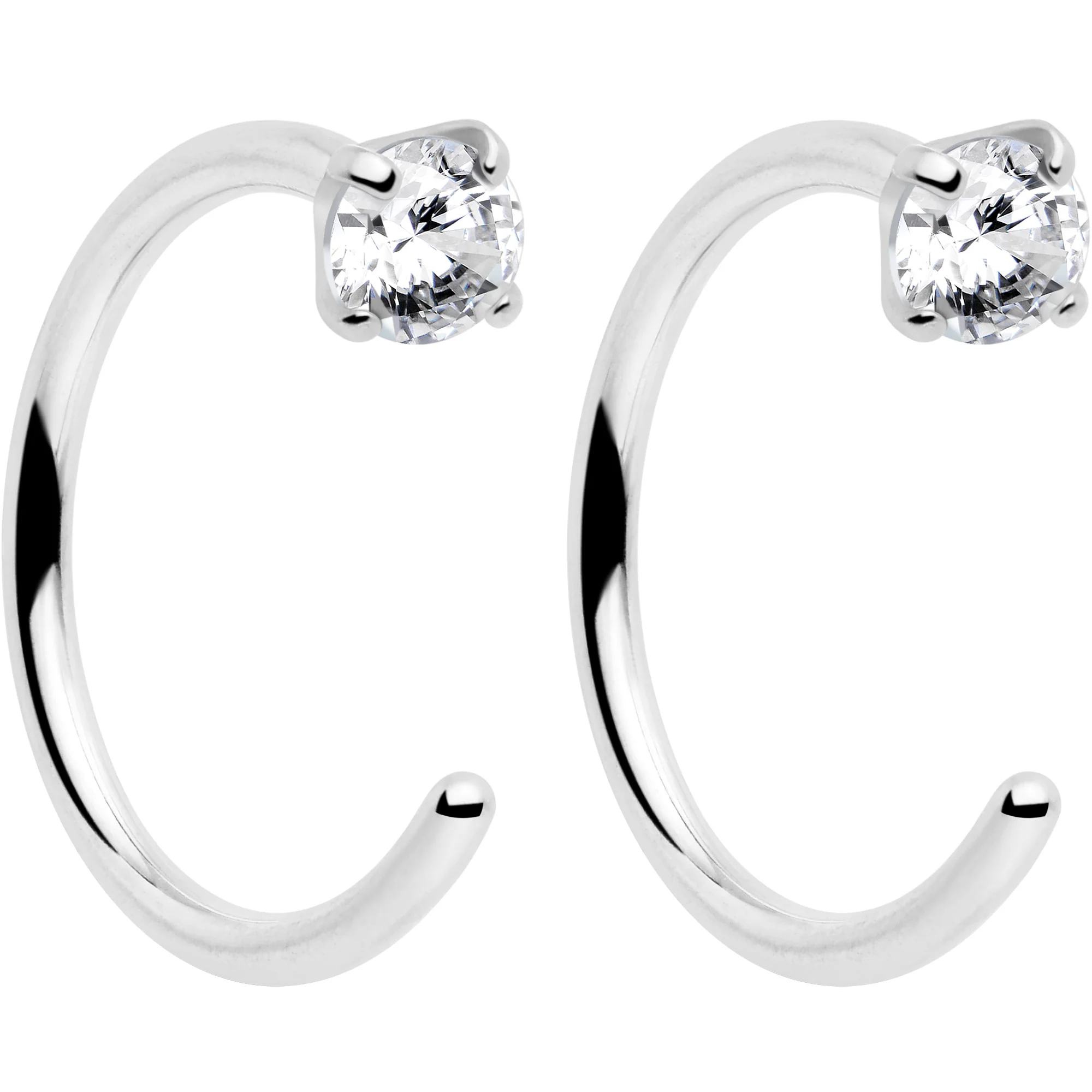 20G 2mm Gem Implant Grade Titanium Open Hoop Earrings - Image 9