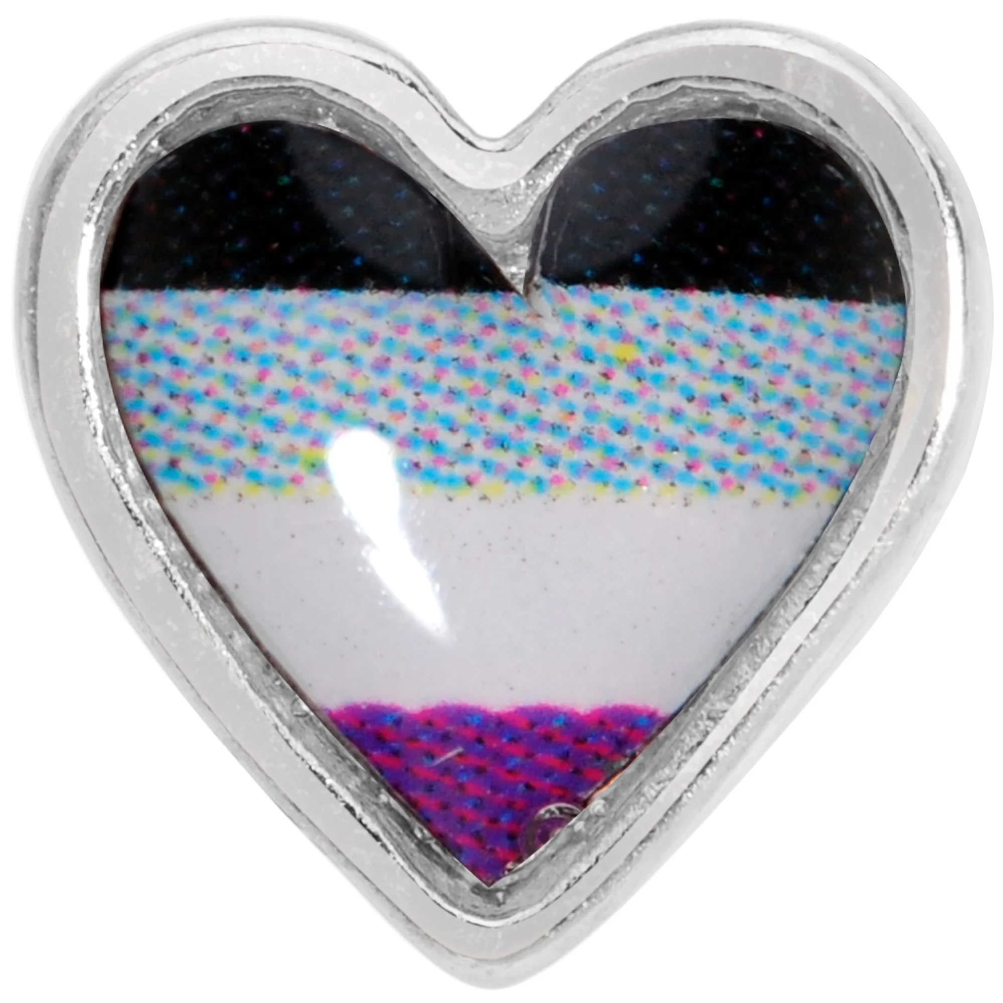 20G 3/8 Black Grey Purple Asexual Pride Heart Nose Bone - Image 2