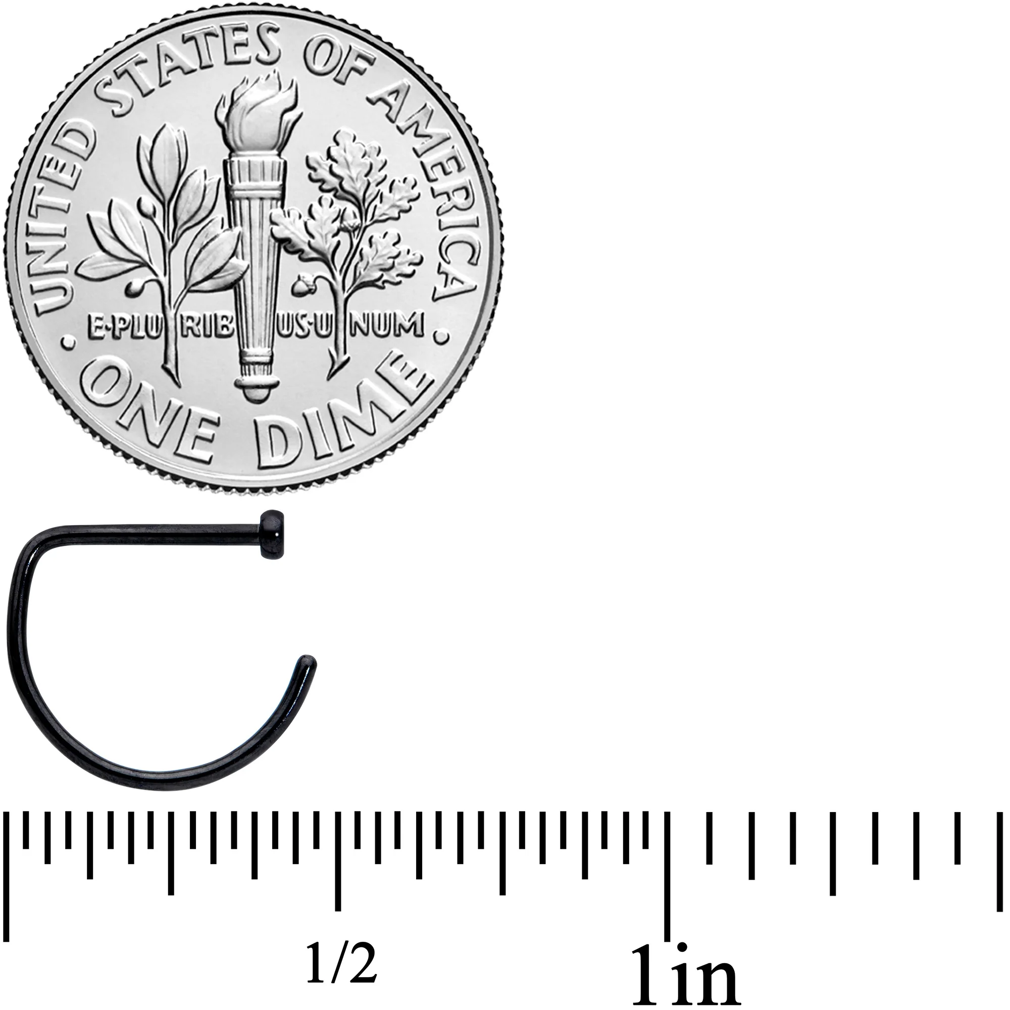 20G 3/8 Black Implant Grade Titanium D Shape Nose Hoop - Image 4