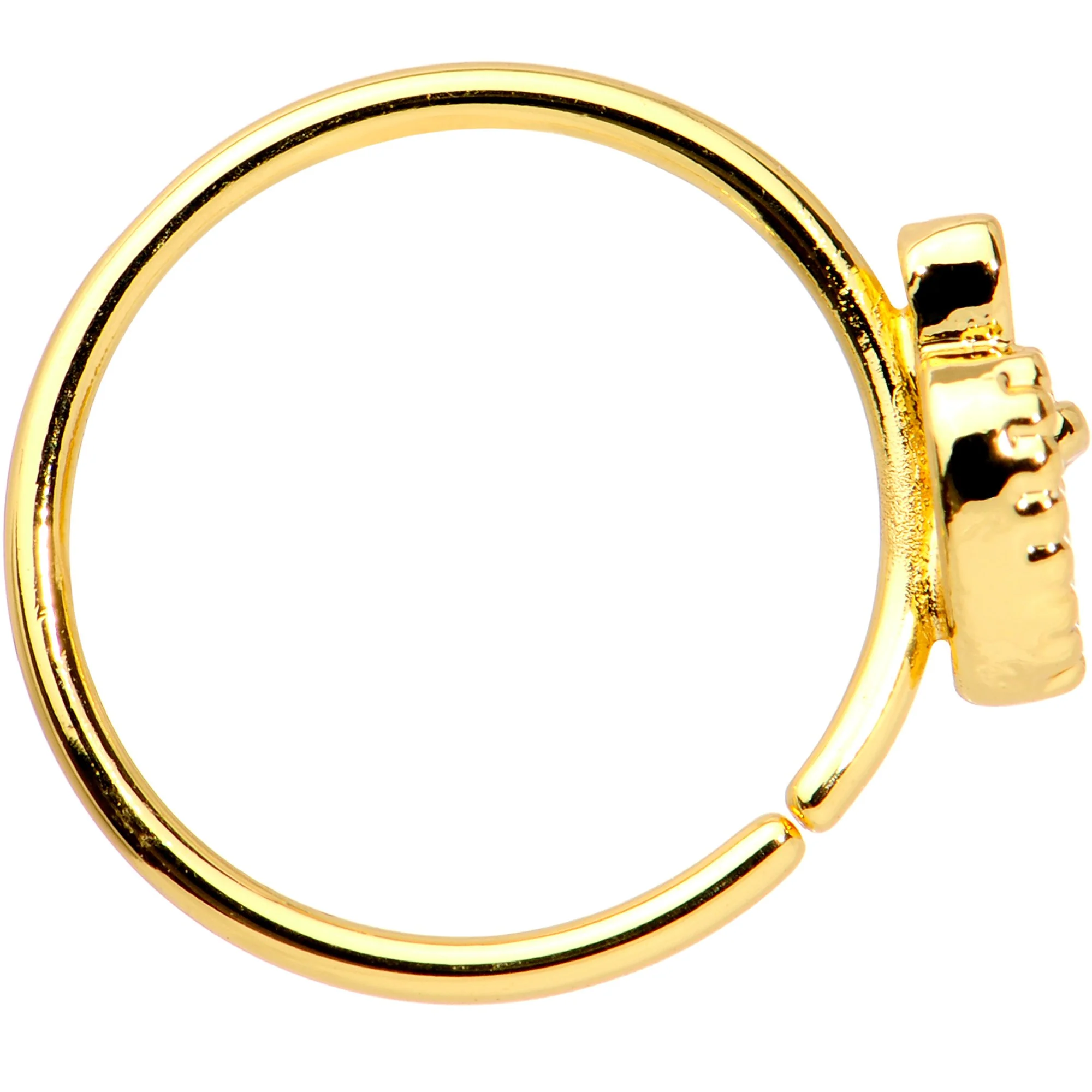 20G 3/8 Clear CZ Gem Gold PVD Heart Seamless Circular Ring - Image 3
