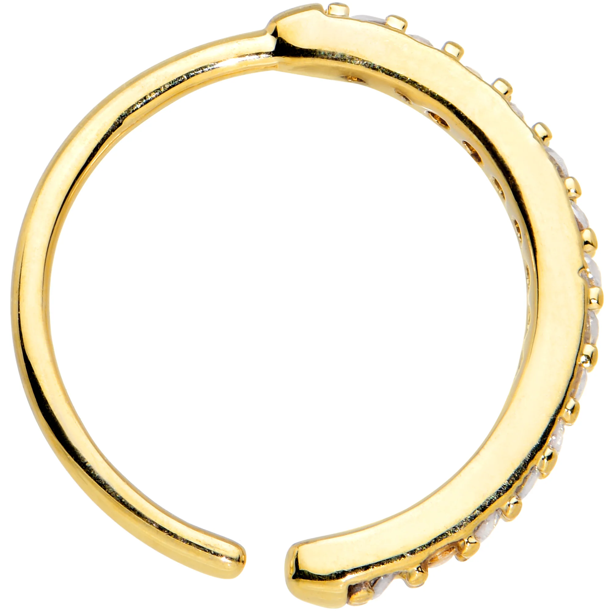 20G 3/8 Clear CZ Gem Gold Tone Forward Facing Nose Hoop - Image 2
