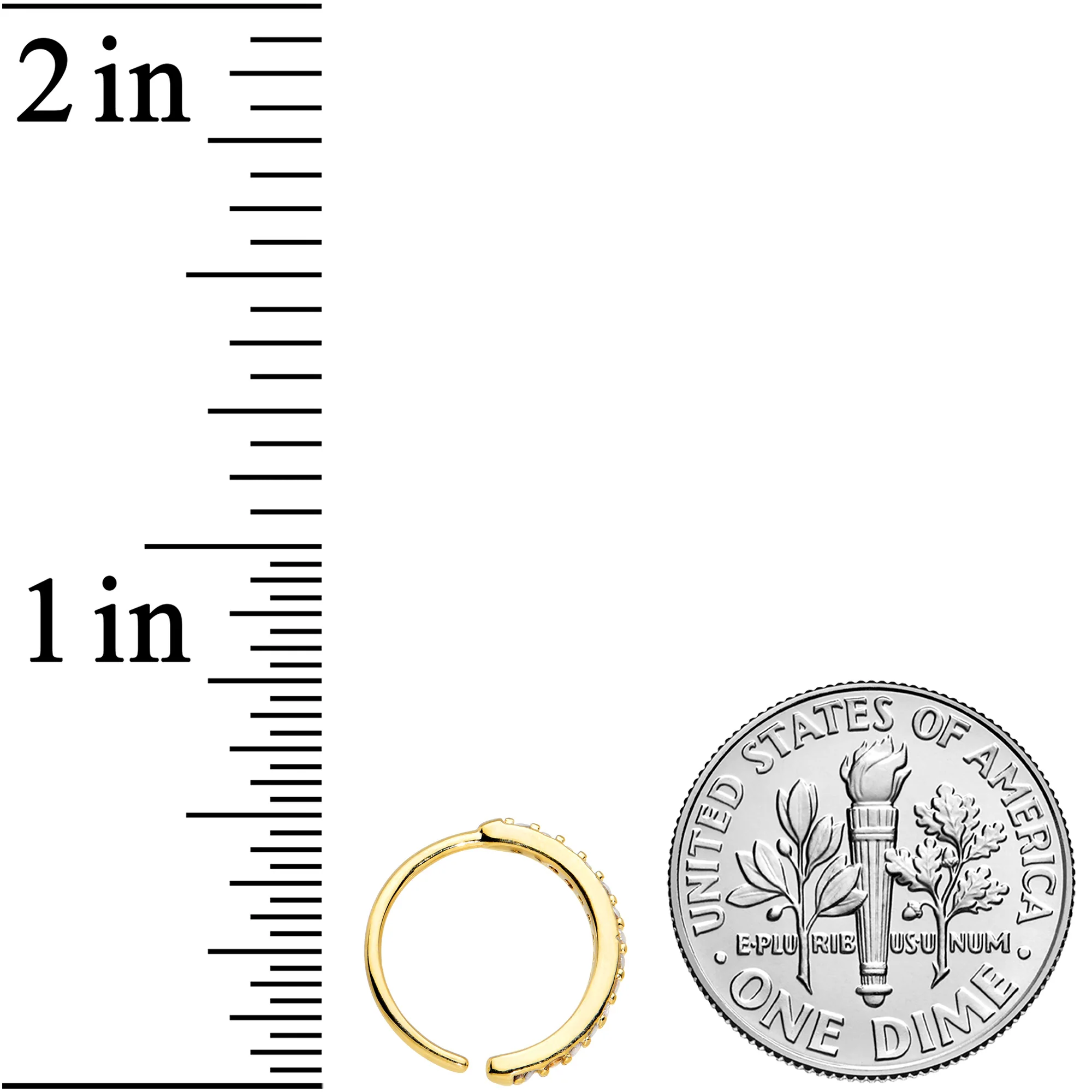 20G 3/8 Clear CZ Gem Gold Tone Forward Facing Nose Hoop - Image 3