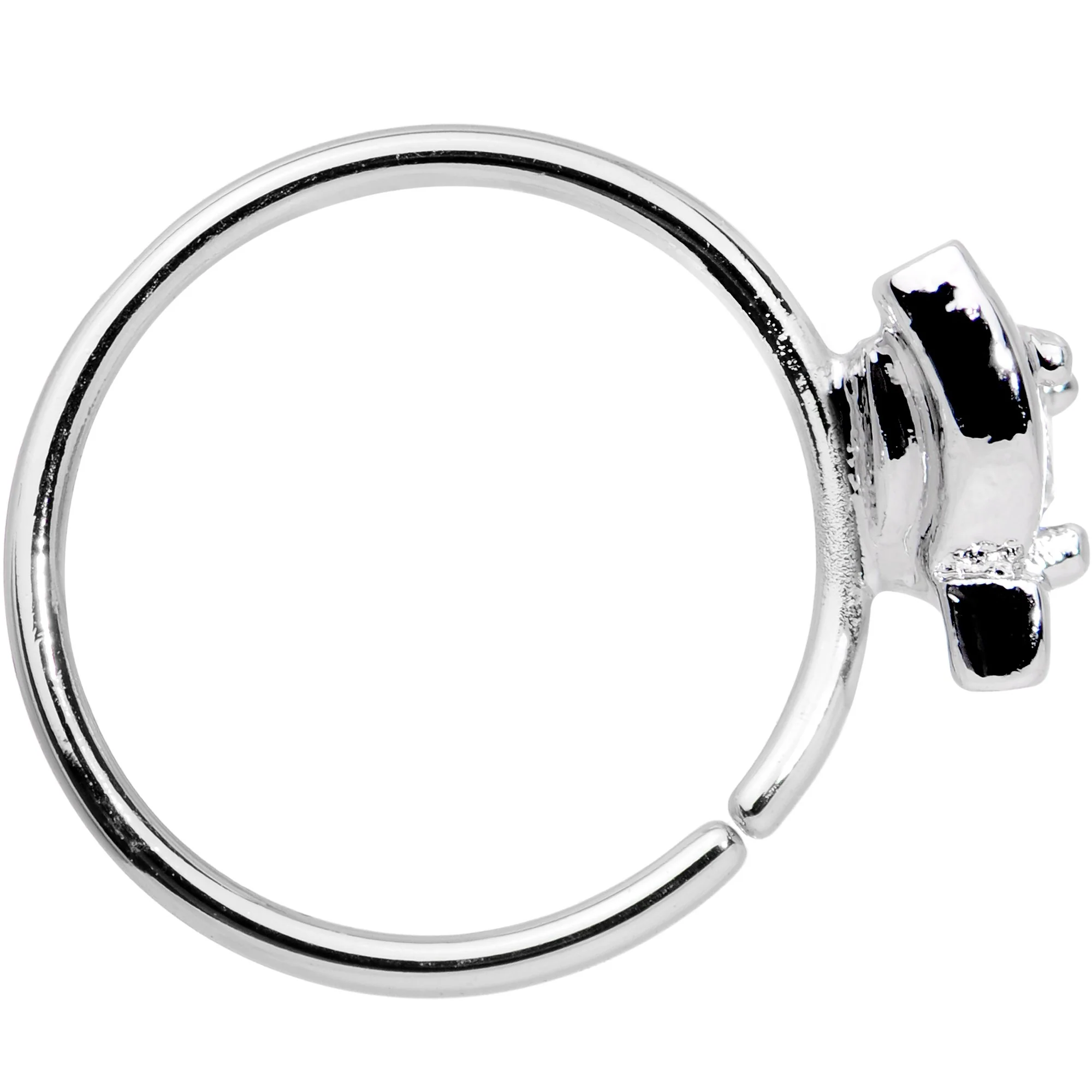 20G 3/8 Clear Gem Pronged Seamless Circular Ring - Image 3
