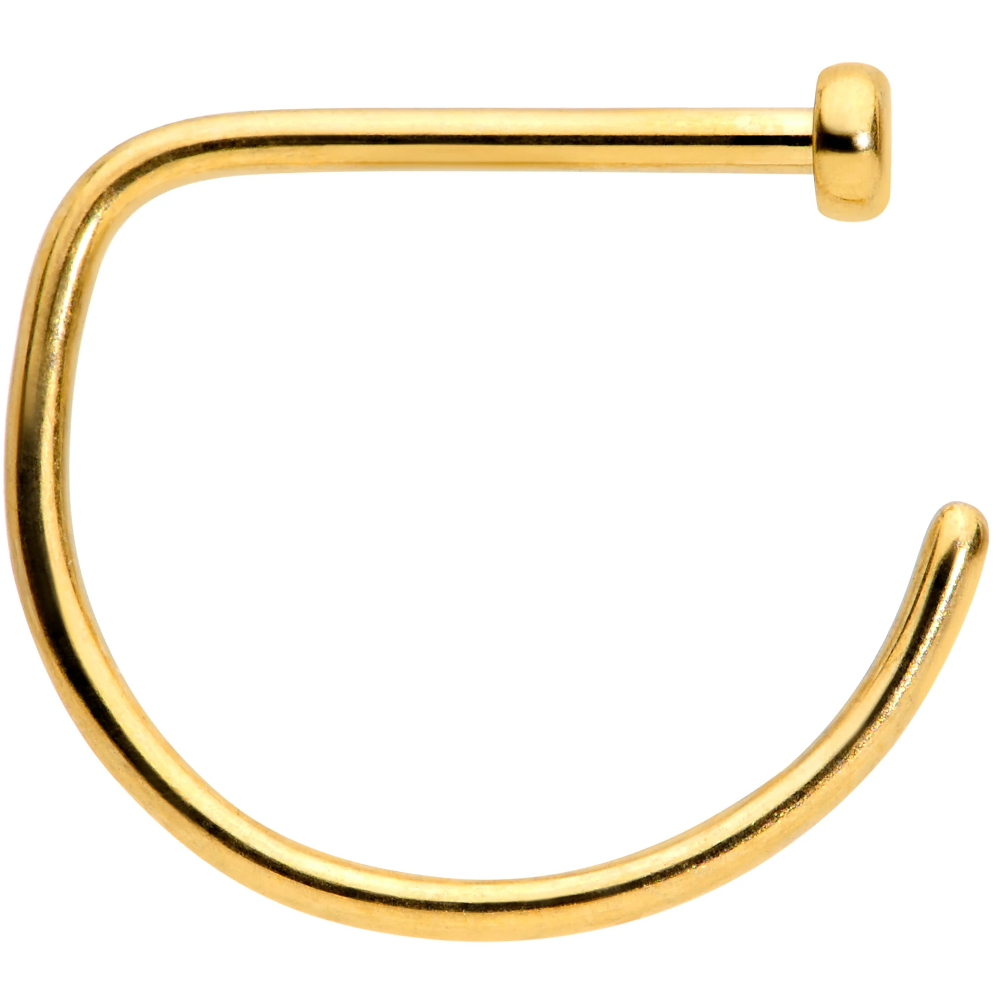 20G 3/8 Gold Tone Implant Grade Titanium D Shape Nose Hoop - Image 3
