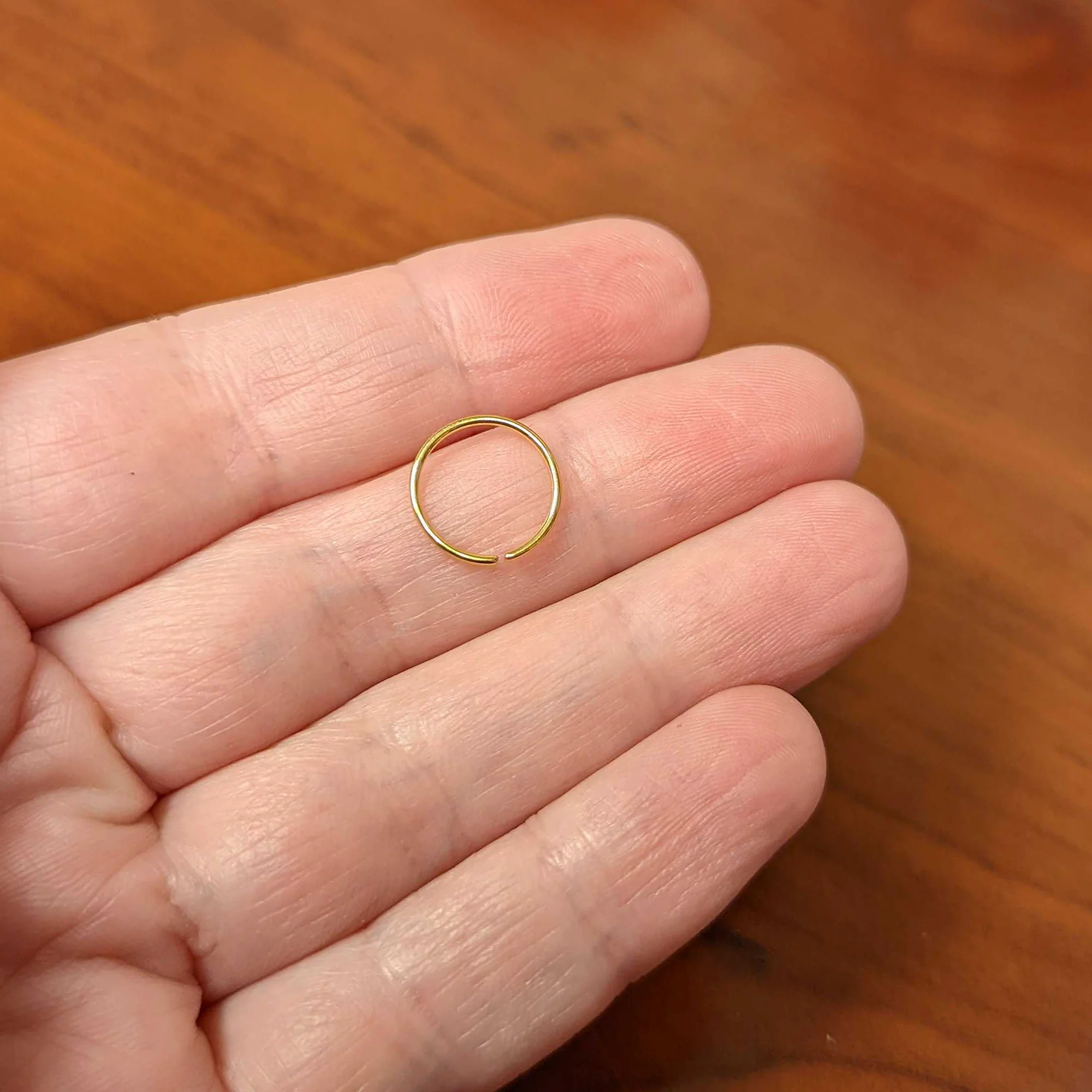20G 3/8 Gold Tone PVD Grade 23 Titanium Bendable Hoop Ring - Image 4