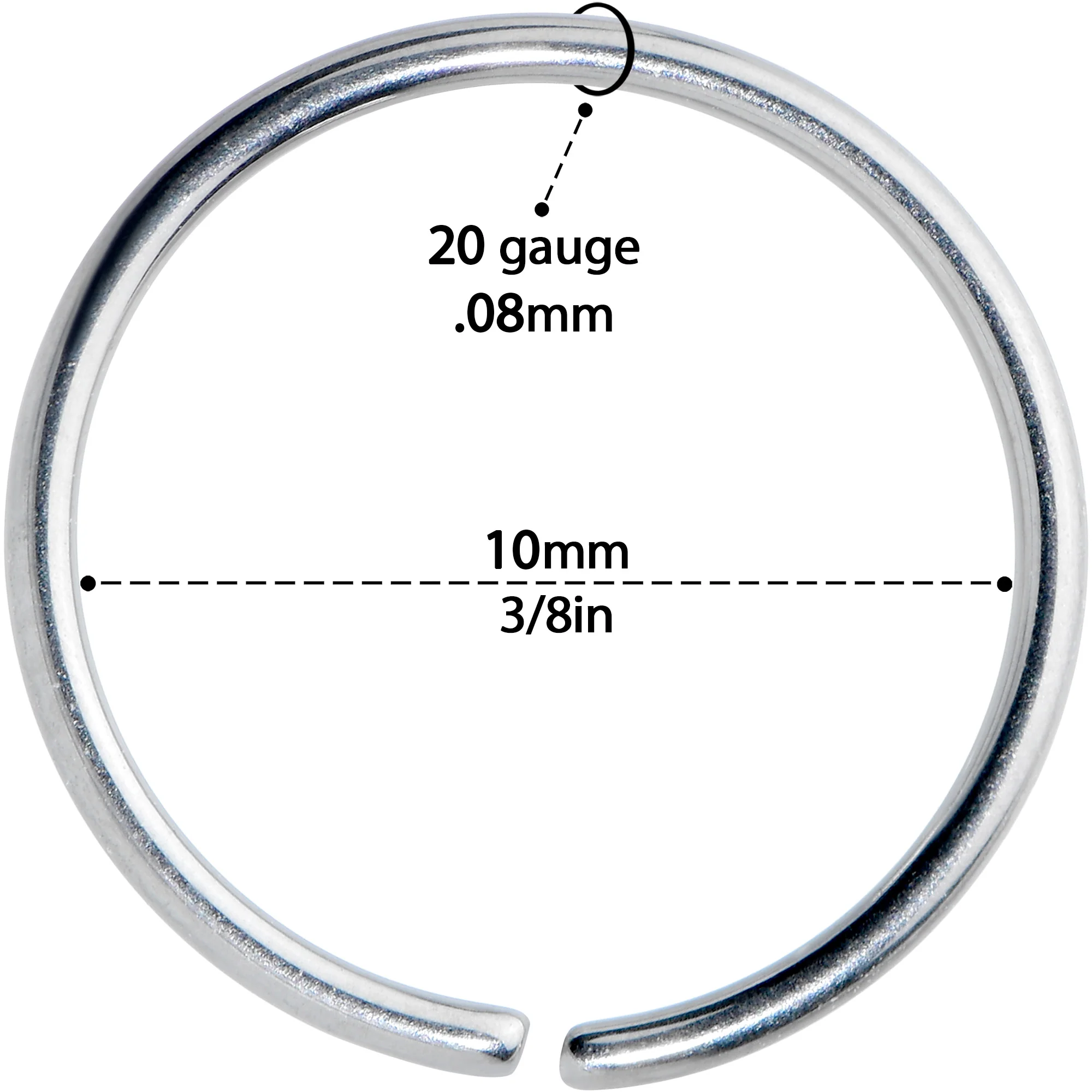 20G 3/8 Grade 23 Titanium Bendable Hoop Ring - Image 3