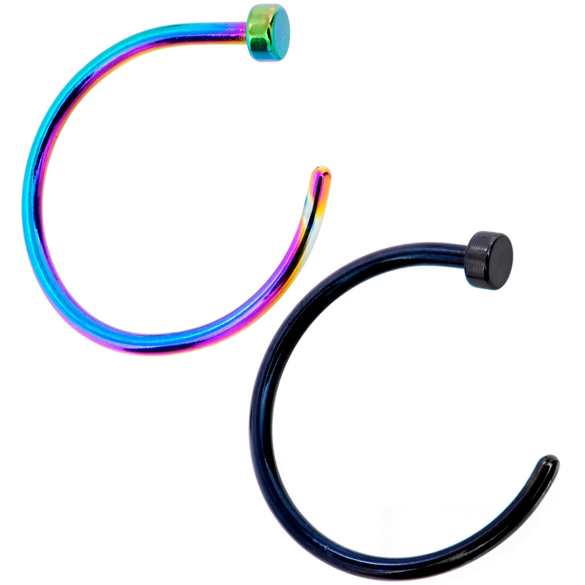 20G 3/8 Pack Set of 5 Assorted Stainless Steel Nose Hoop Rings - Image 4