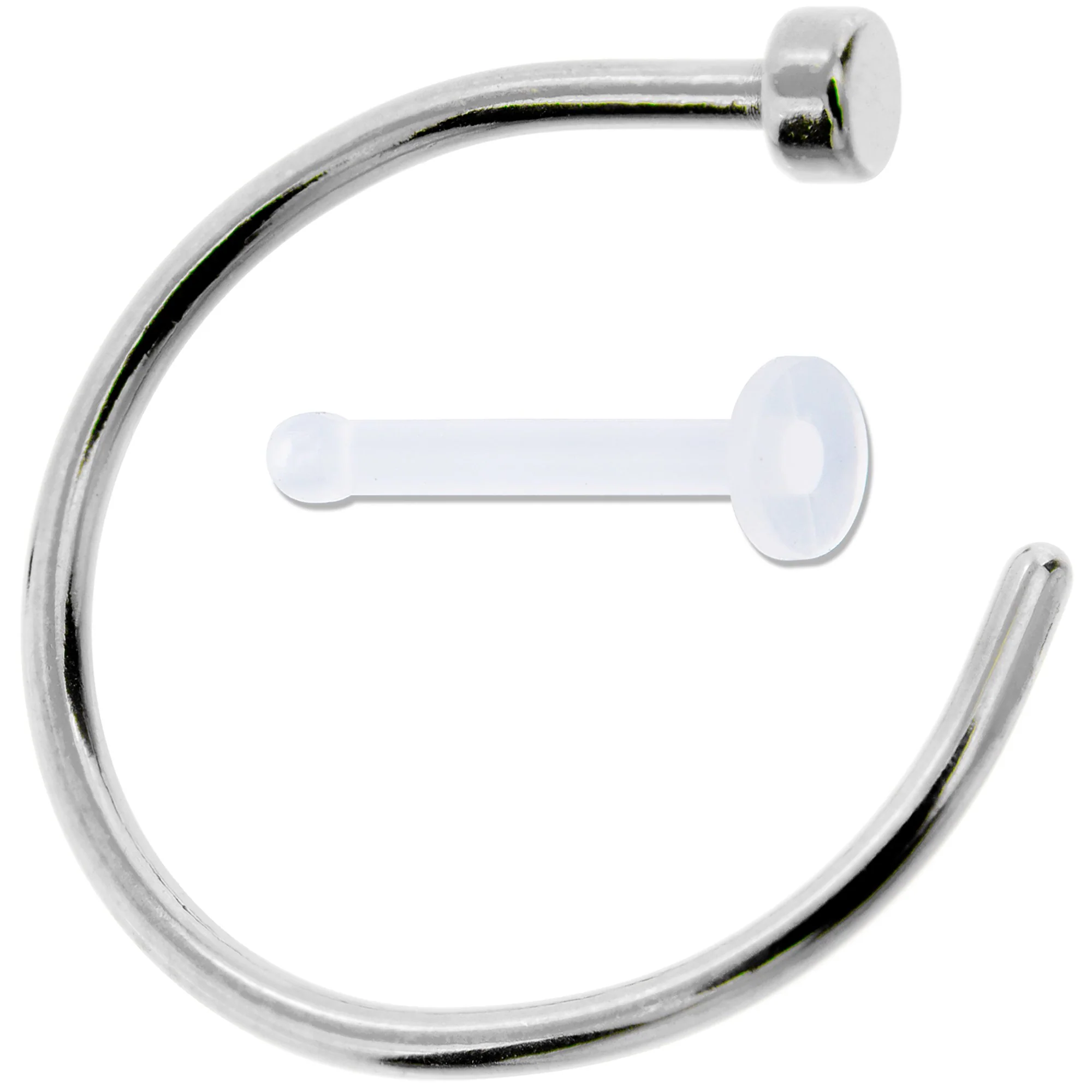 20G 3/8 Pack Set of 5 Assorted Stainless Steel Nose Hoop Rings - Image 5