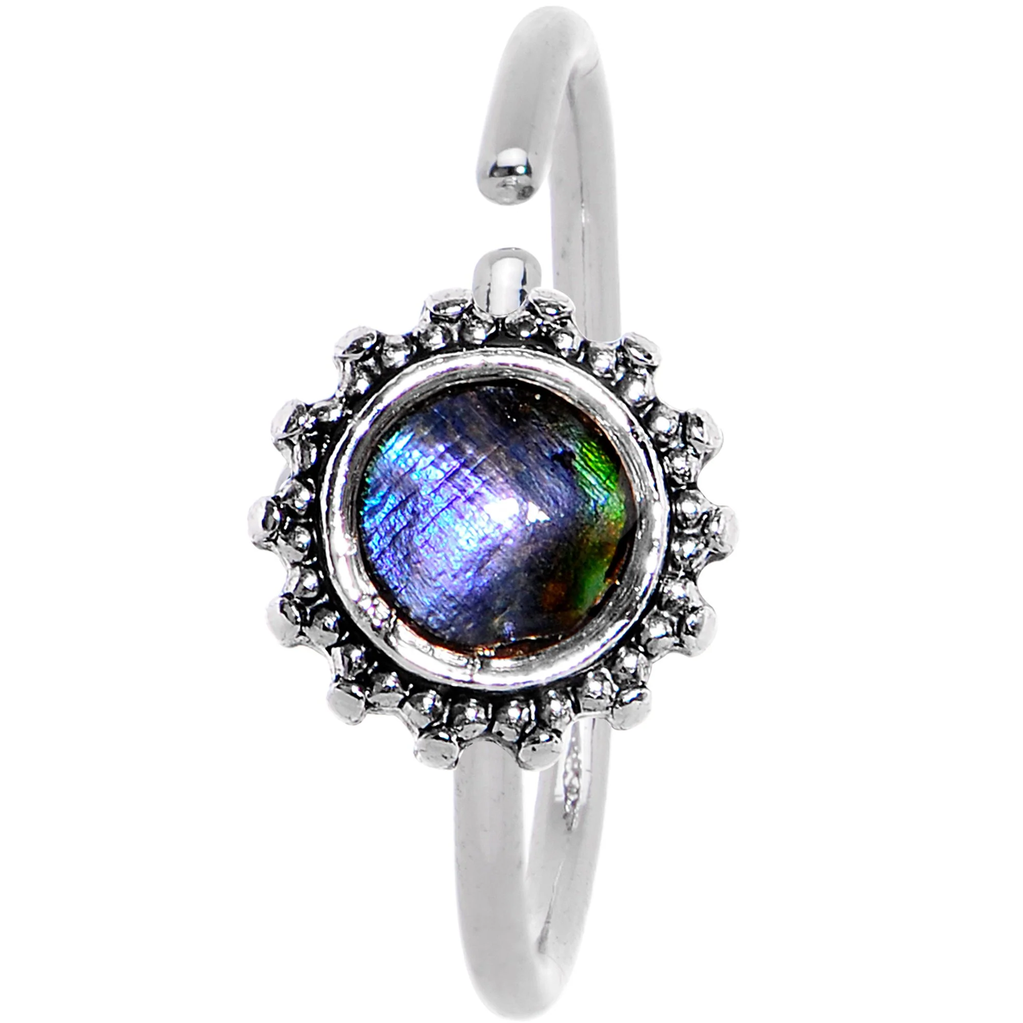 20G 3/8 Purple Gem Seamless Circular Ring - Image 2