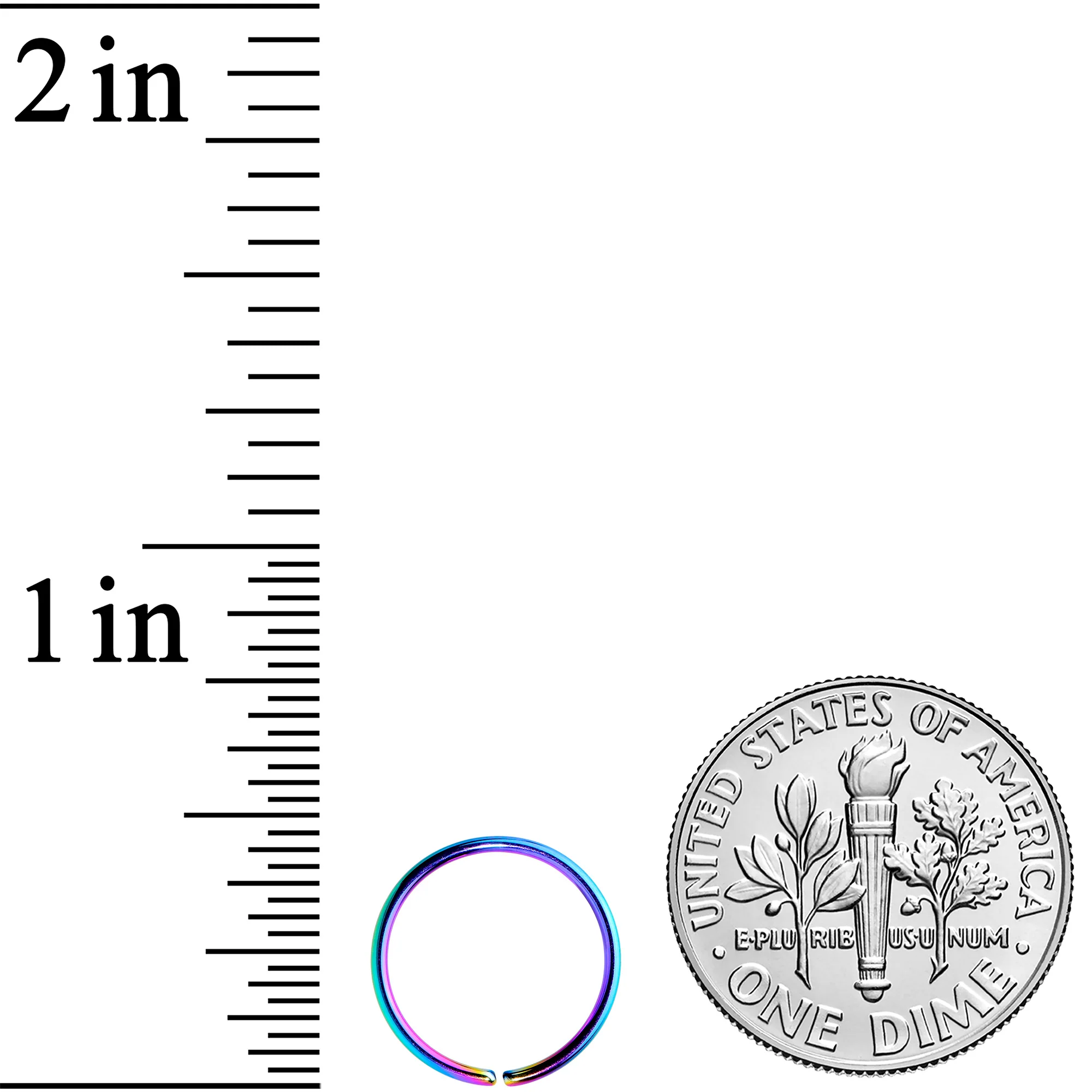 20G 3/8 Rainbow PVD Grade 23 Titanium Bendable Hoop Ring - Image 2
