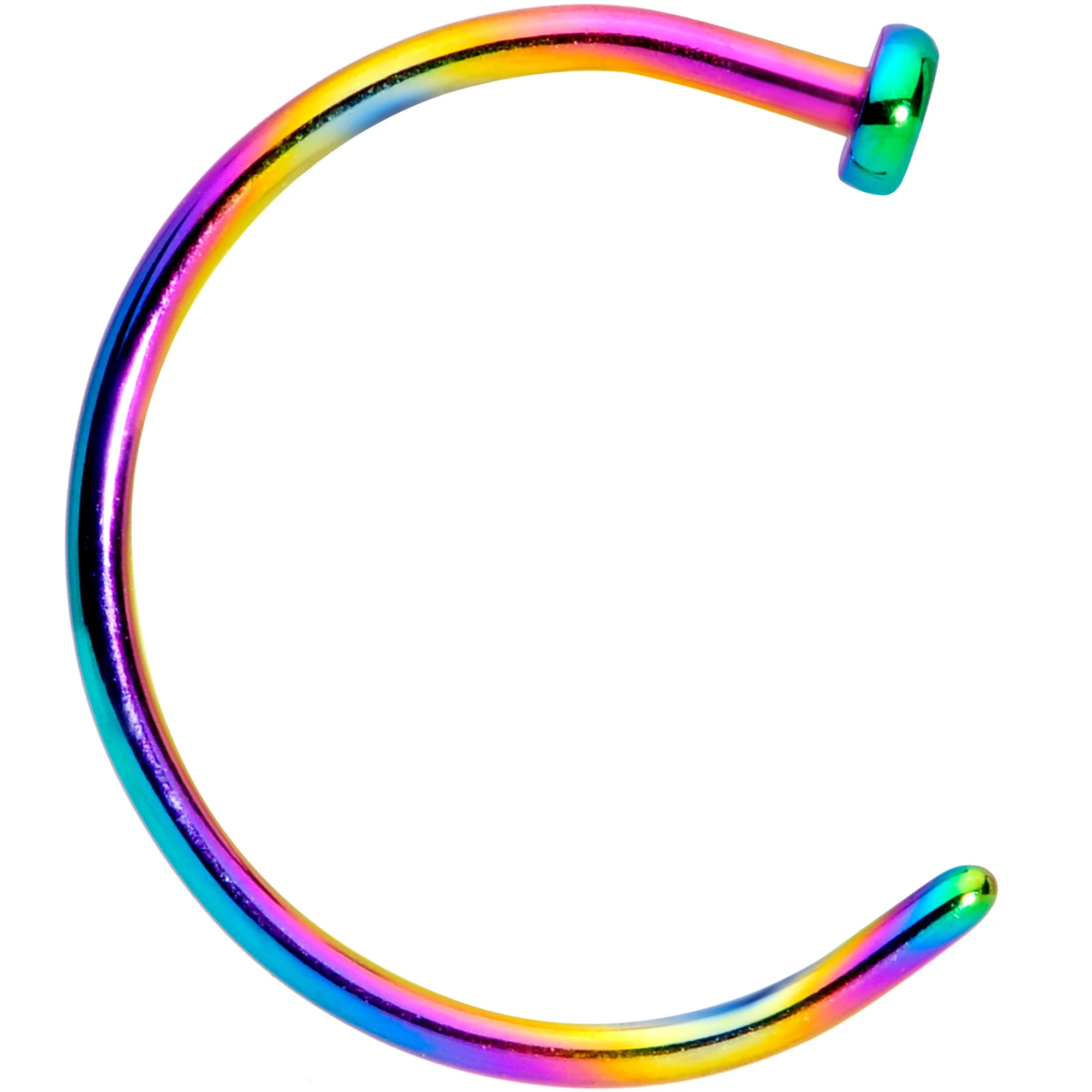 20G 3/8 Rainbow PVD Implant Grade Titanium Disc Nose Hoop - Image 2
