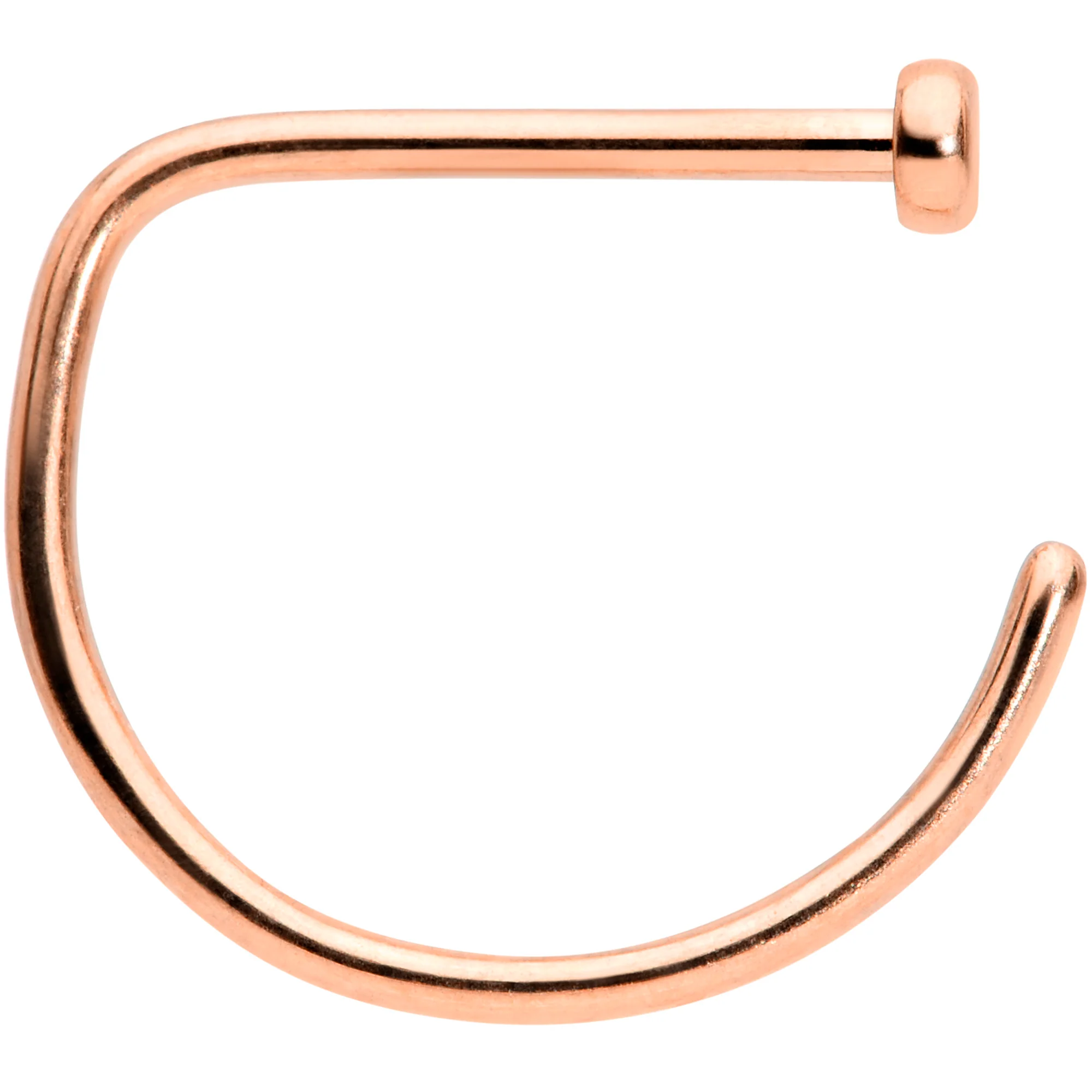 20G 3/8 Rose Gold Hue Implant Grade Titanium D Shape Nose Hoop - Image 3