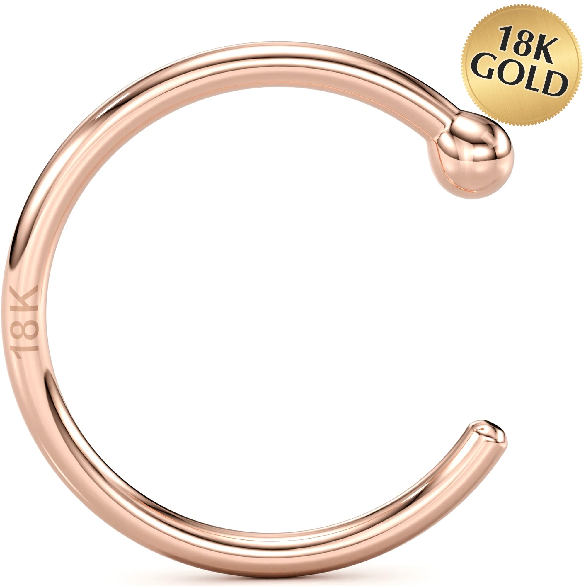 20G 3/8 Solid 18K Rose Gold Nose Hoop - Image 11