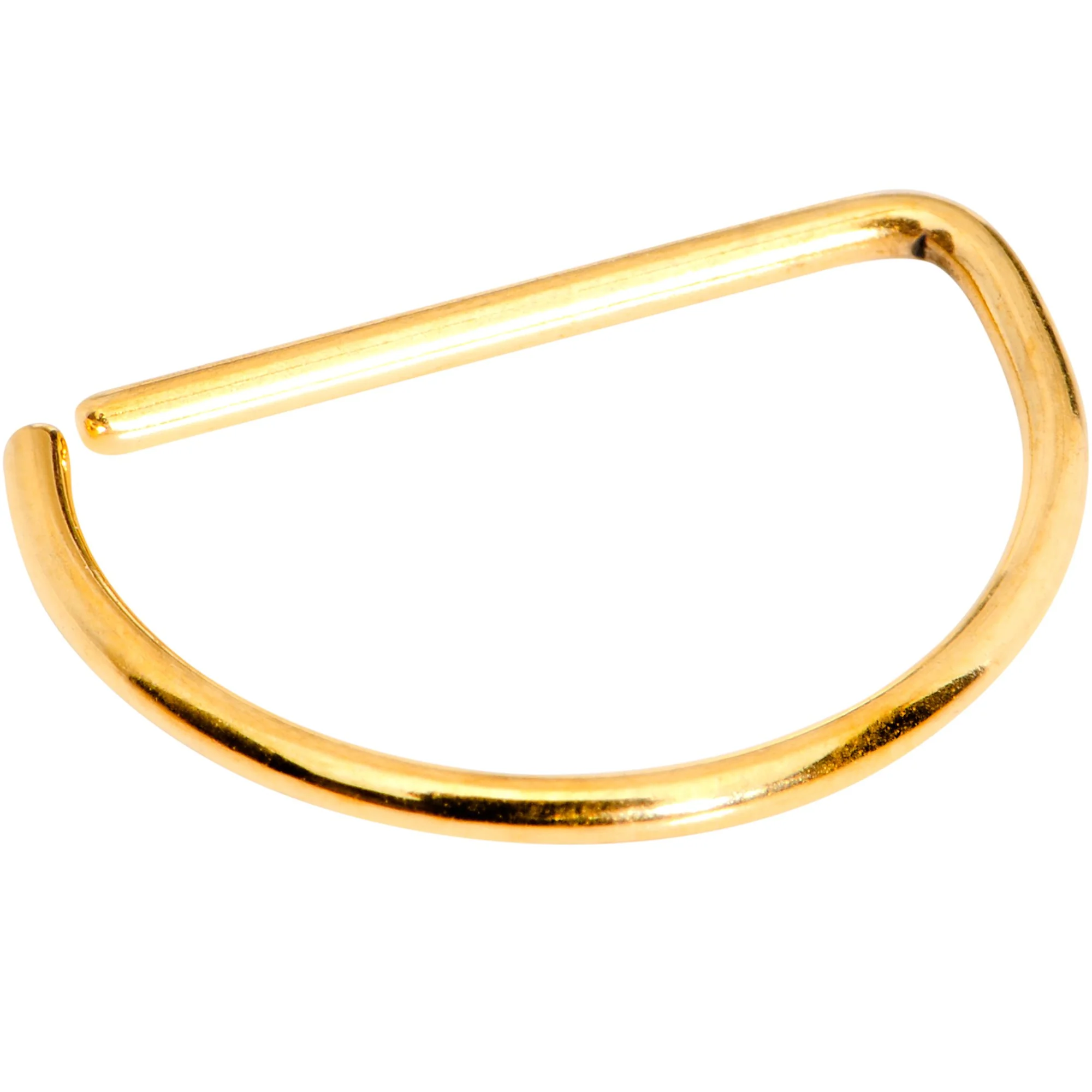 20G 3/8 Yellow Anodized Titanium Annealed D Shaped Septum Ring - Image 2