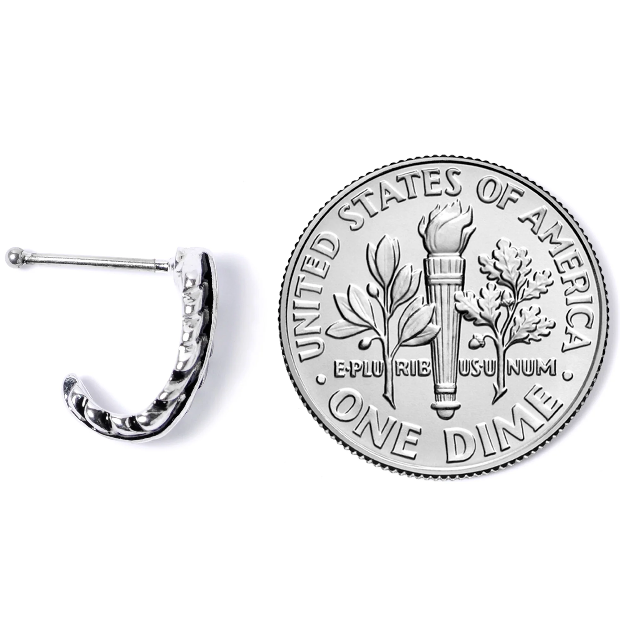 20G 3/8 Steel Feather Faux Hoop Nose Bone - Image 6