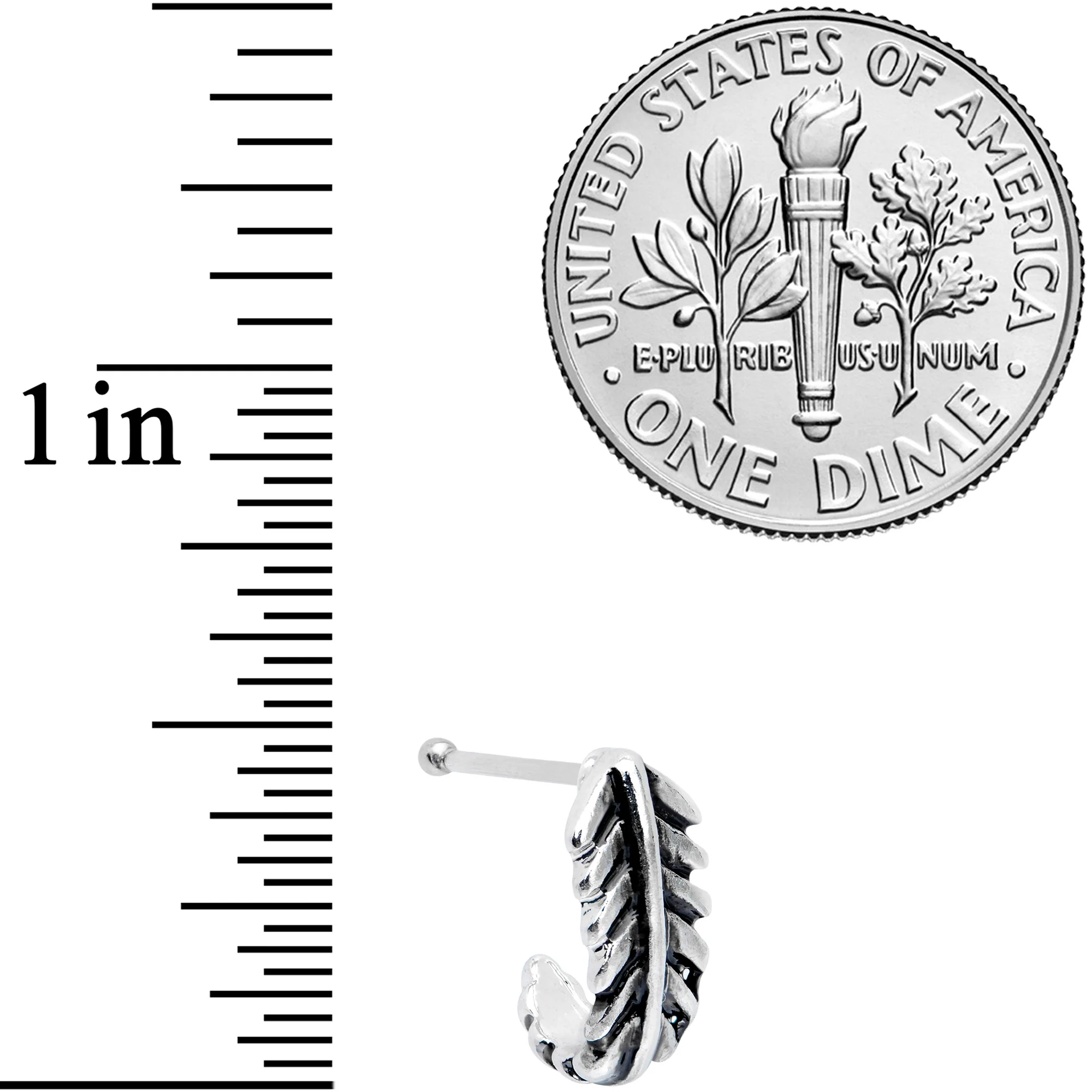 20G 3/8 Steel Feather Faux Hoop Nose Bone - Image 7