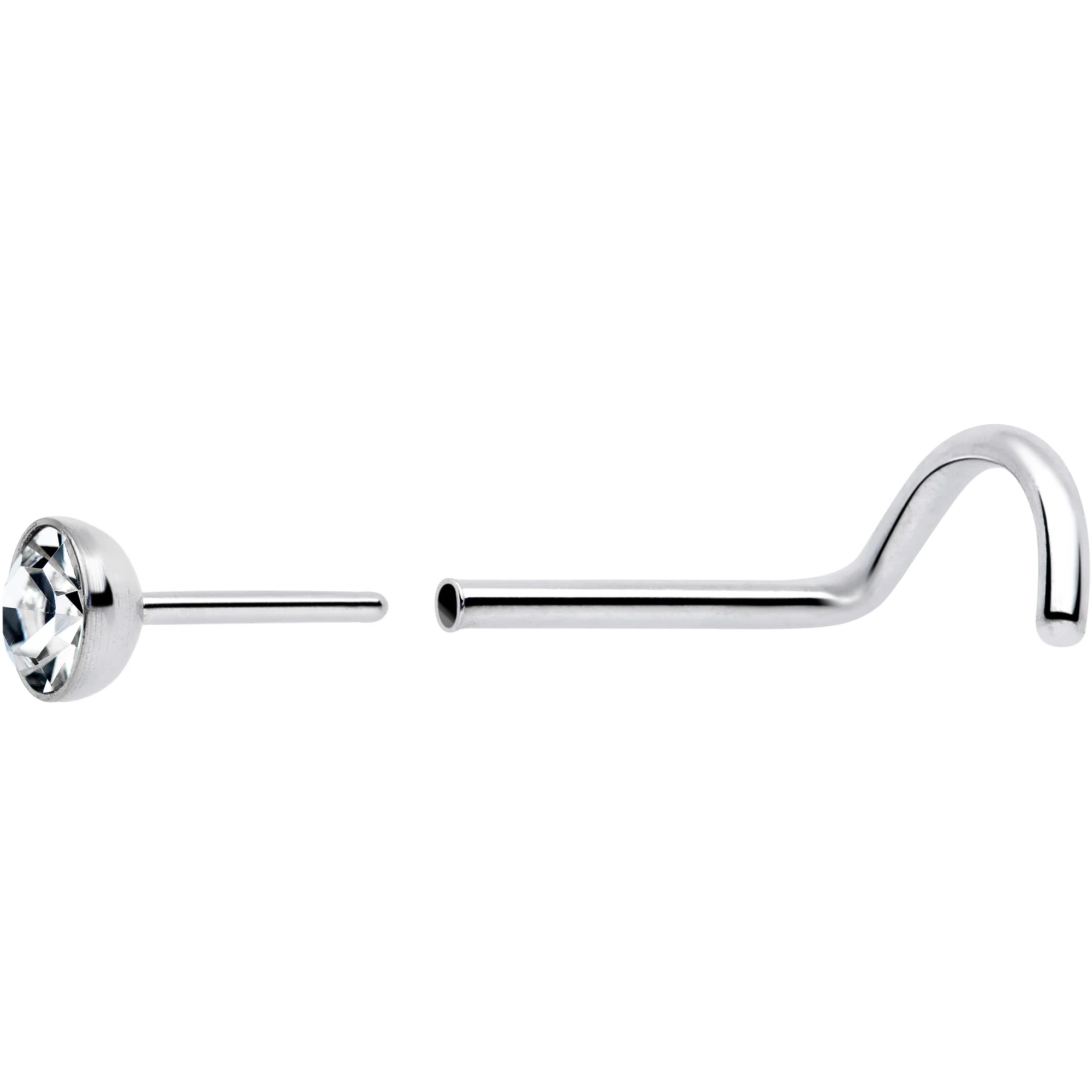 20G 3mm CZ Bezel Set Push-In Threadless Nose Screw Nose Ring - Image 2