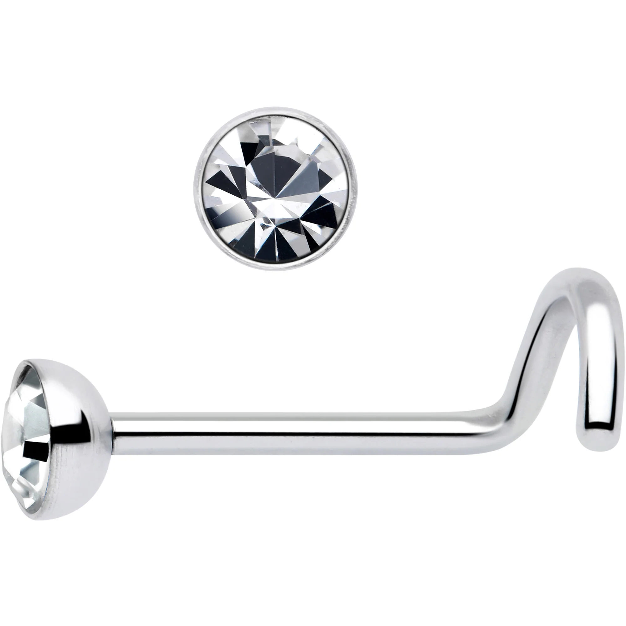 20G 3mm CZ Bezel Set Push-In Threadless Nose Screw Nose Ring - Image 3