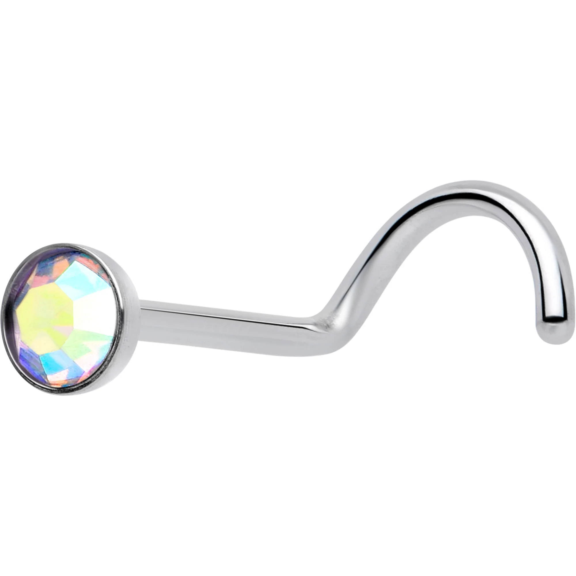 20G 3mm CZ Bezel Set Push-In Threadless Nose Screw Nose Ring - Image 6