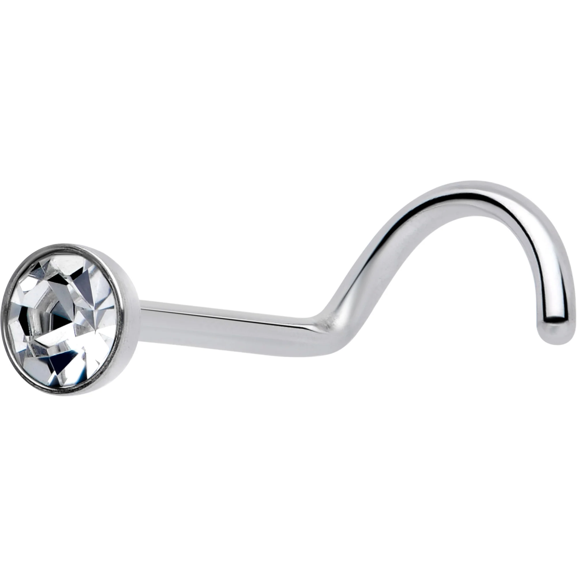 20G 3mm CZ Bezel Set Push-In Threadless Nose Screw Nose Ring - Image 8