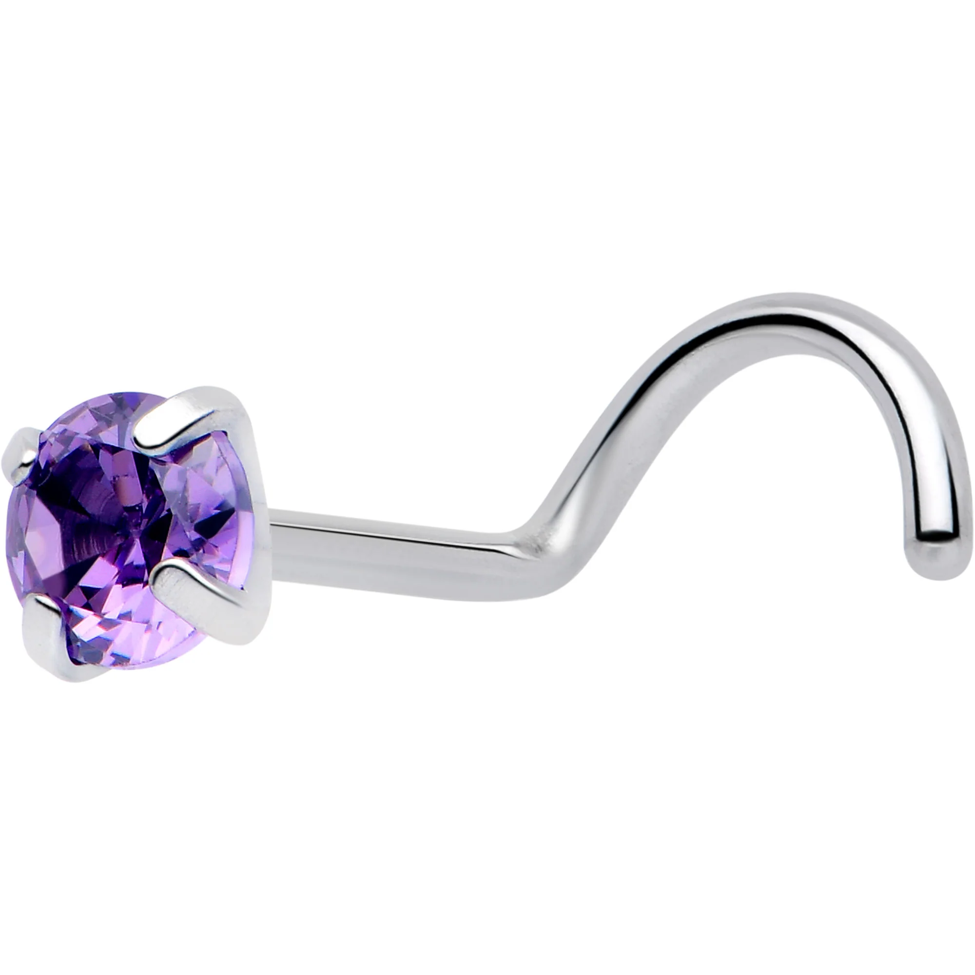 20G 3mm CZ Prong Set Push-In Threadless Nose Screw Nose Ring - Image 8