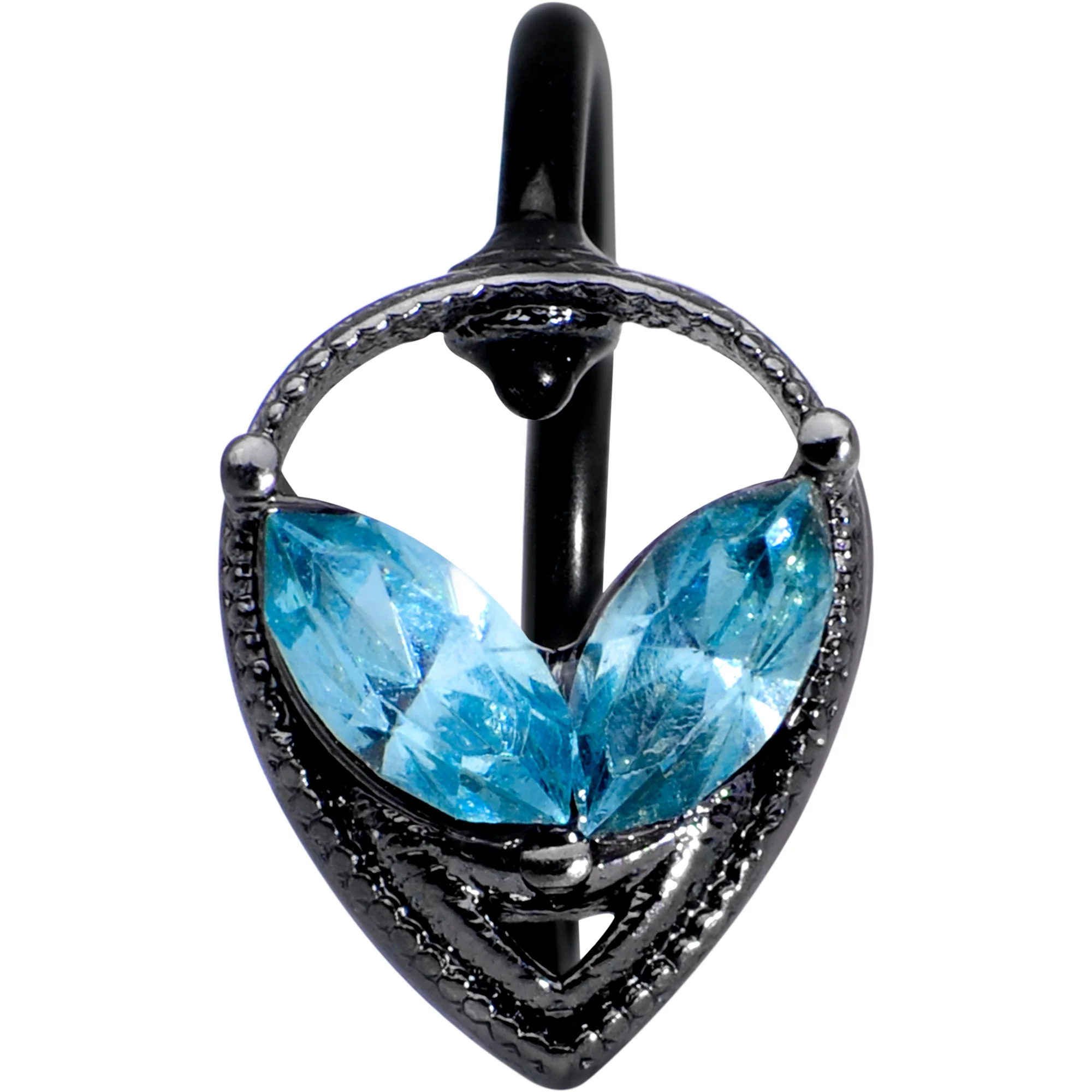 20G 5/16 Aqua Gem Black Alien Nose Hoop - Image 2