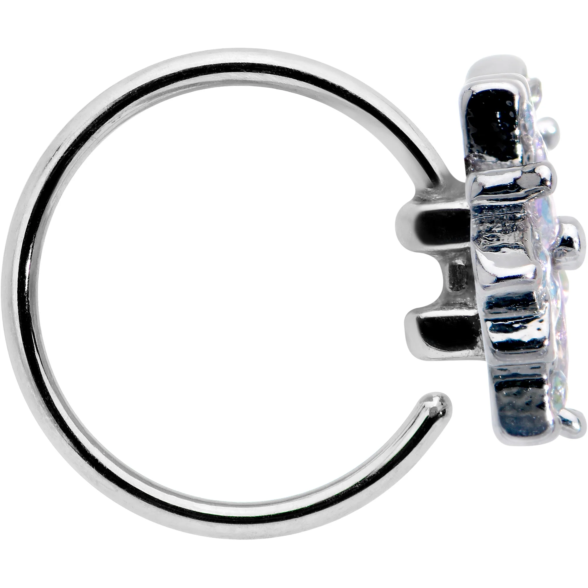 20G 5/16 Aurora CZ Gem Snowflake Style Nose Hoop - Image 3