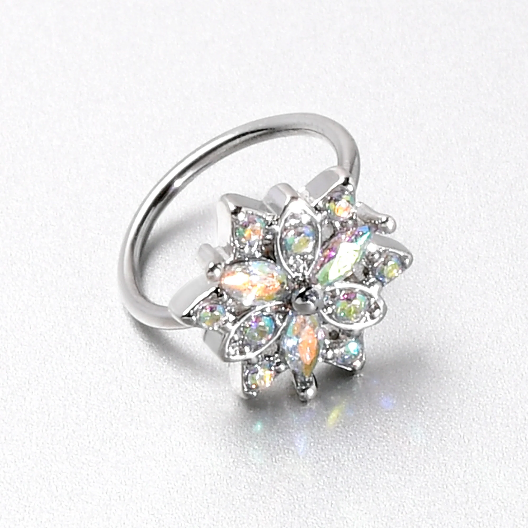 20G 5/16 Aurora CZ Gem Snowflake Style Nose Hoop - Image 7
