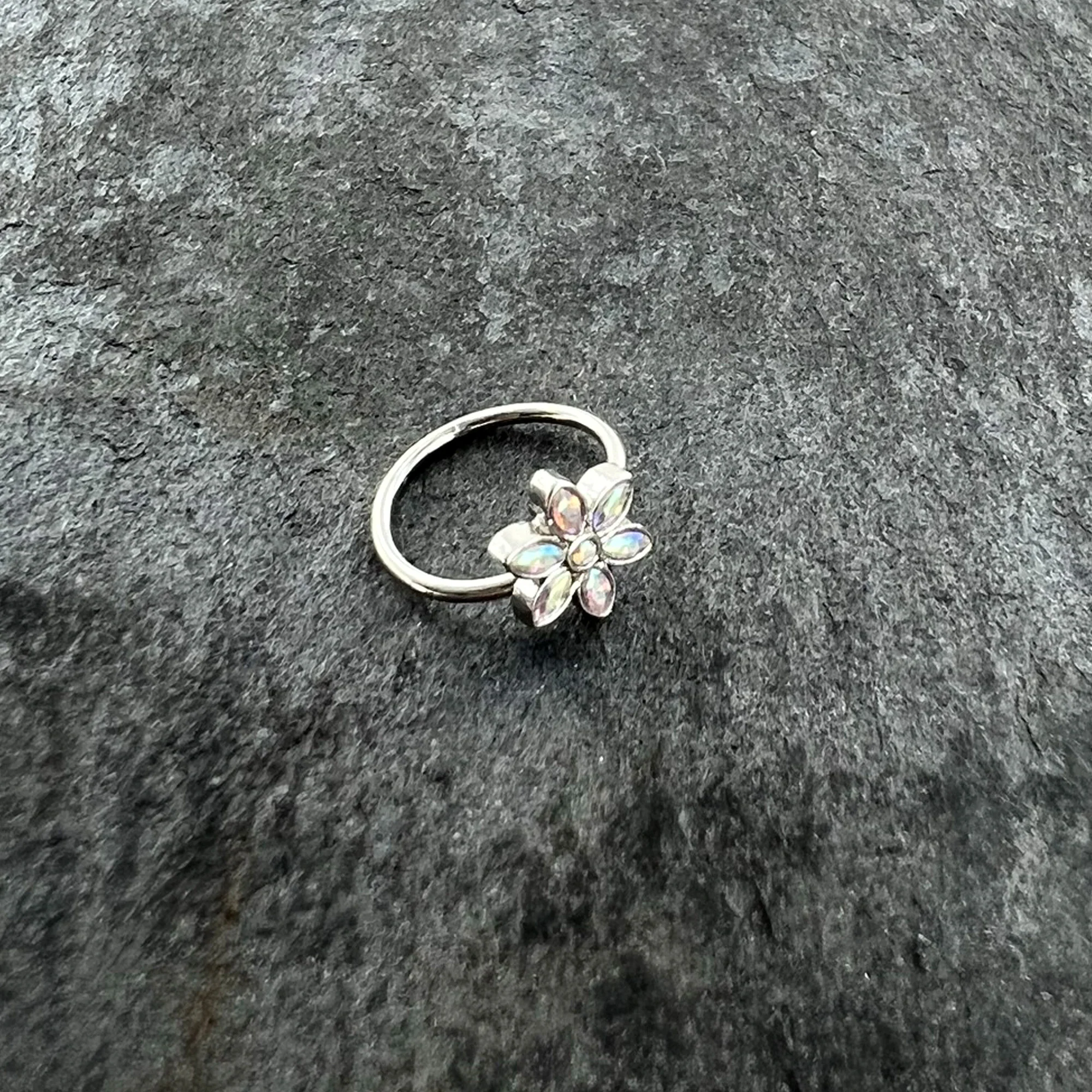 20G 5/16 Aurora Gem Fancy Flower Seamless Nose Hoop - Image 5
