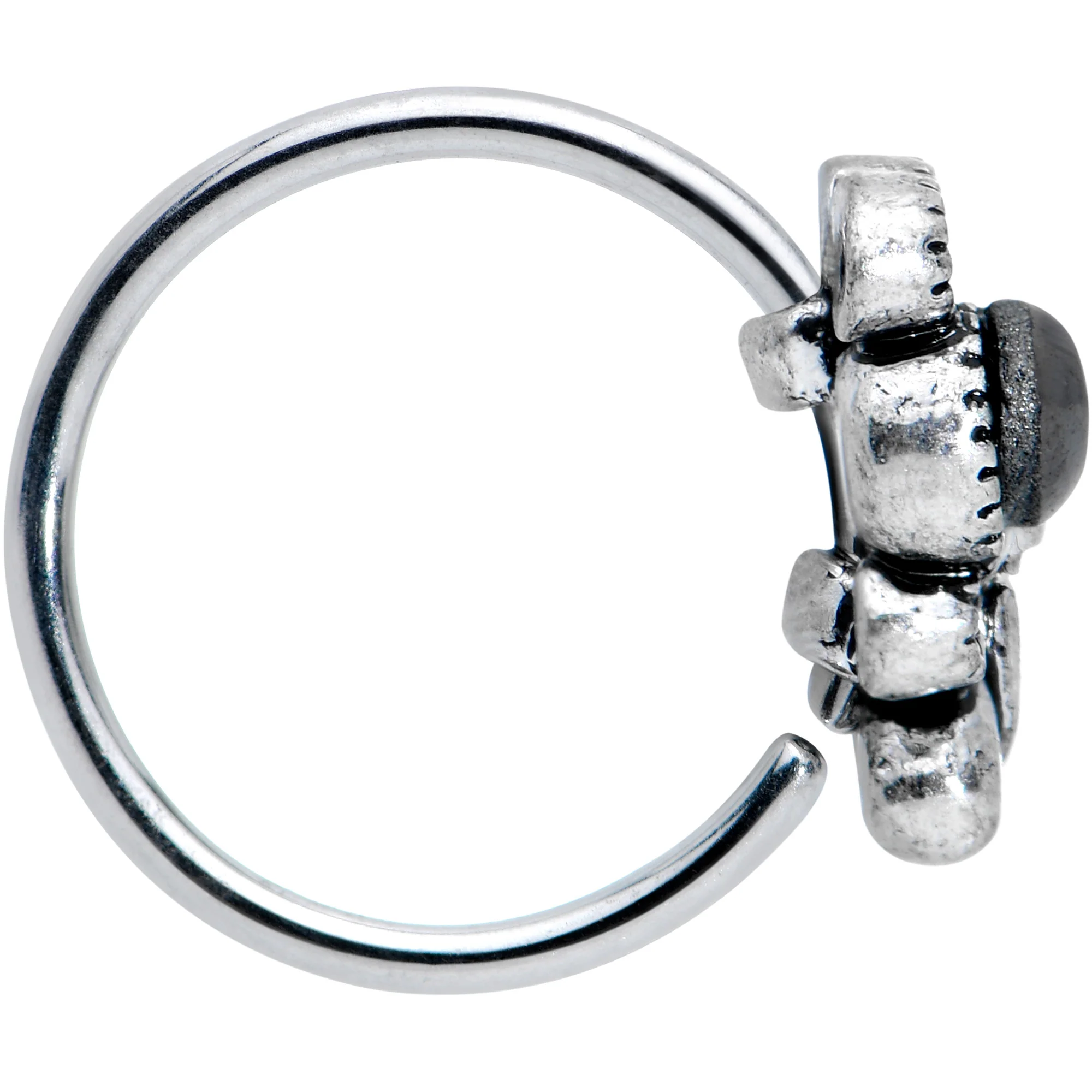 20G 5/16 Black Gem Abstract Bow Nose Hoop - Image 3